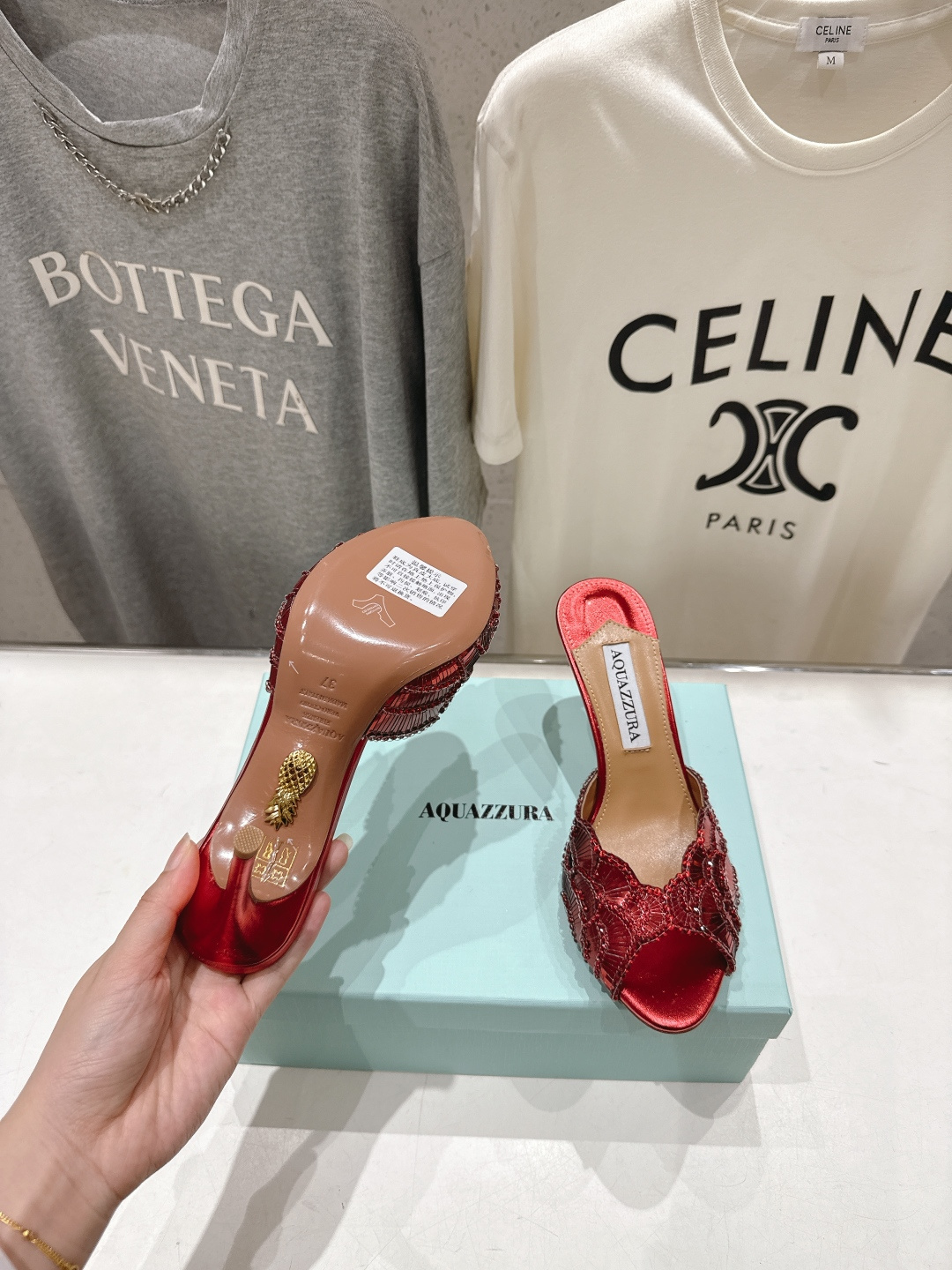 高版本出厂 「ᴀqᴜᴀᴢᴢᴜʀᴀ」AQUAZZURA/菠萝F072 2026ss夏季新款高跟鱼嘴拖鞋__