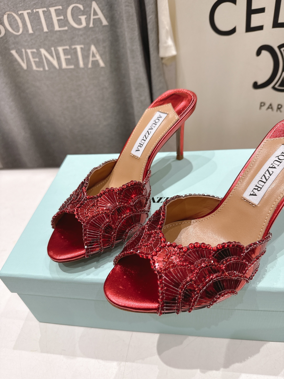 高版本出厂 「ᴀqᴜᴀᴢᴢᴜʀᴀ」AQUAZZURA/菠萝F072 2026ss夏季新款高跟鱼嘴拖鞋__