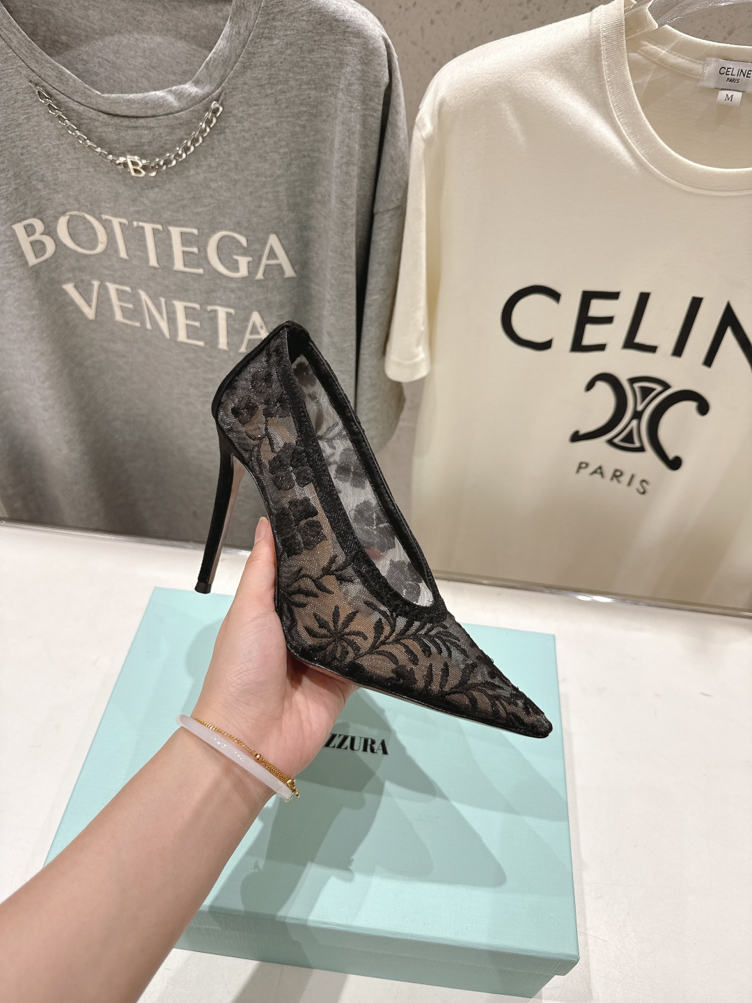 高版本出厂 「ᴀqᴜᴀᴢᴢᴜʀᴀ」AQUAZZURA/菠萝F072 2026ss新款尖头金属刺绣高跟鞋凉