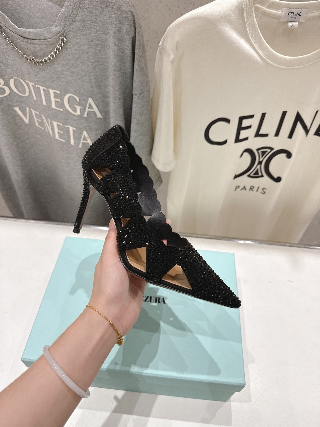 高版本出厂 「ᴀqᴜᴀᴢᴢᴜʀᴀ」AQUAZZURA/菠萝F072 2026ss新款尖头水钻镂空高跟鞋凉