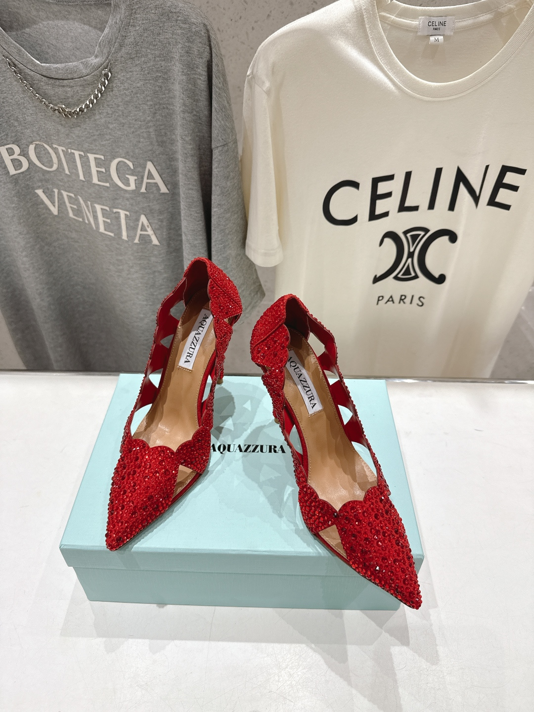高版本出厂 「ᴀqᴜᴀᴢᴢᴜʀᴀ」AQUAZZURA/菠萝F072 2026ss新款尖头水钻镂空高跟鞋凉