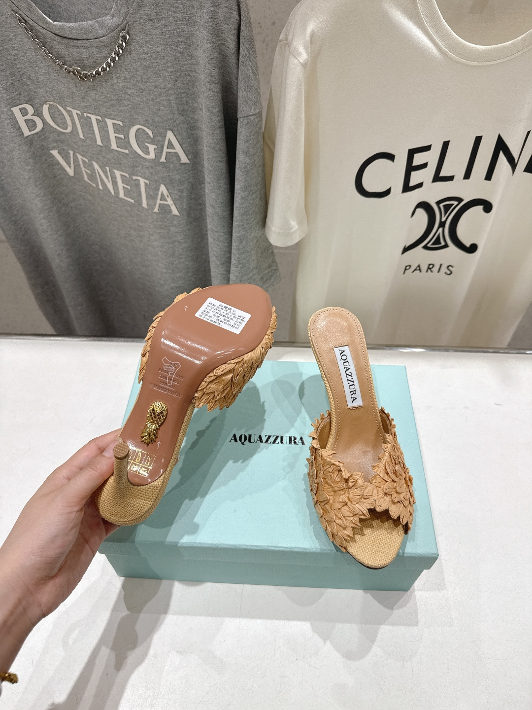 高版本出厂 「ᴀqᴜᴀᴢᴢᴜʀᴀ」AQUAZZURA/菠萝F072 2026ss夏季新款高跟鱼嘴拖鞋__