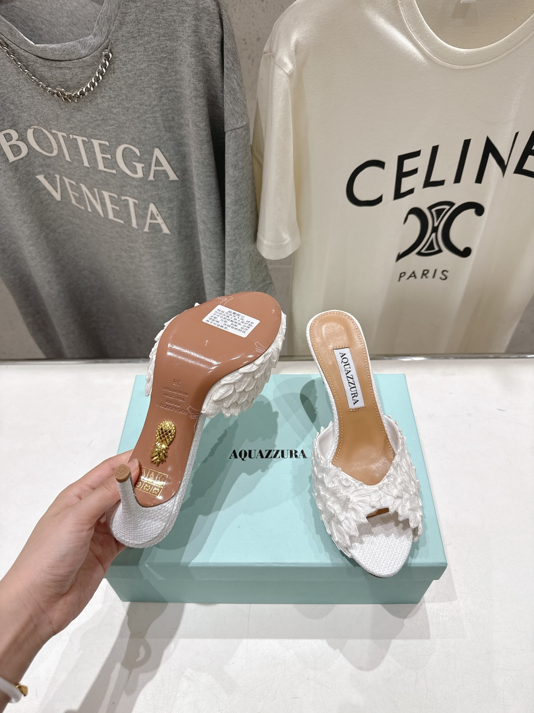 高版本出厂 「ᴀqᴜᴀᴢᴢᴜʀᴀ」AQUAZZURA/菠萝F072 2026ss夏季新款高跟鱼嘴拖鞋__