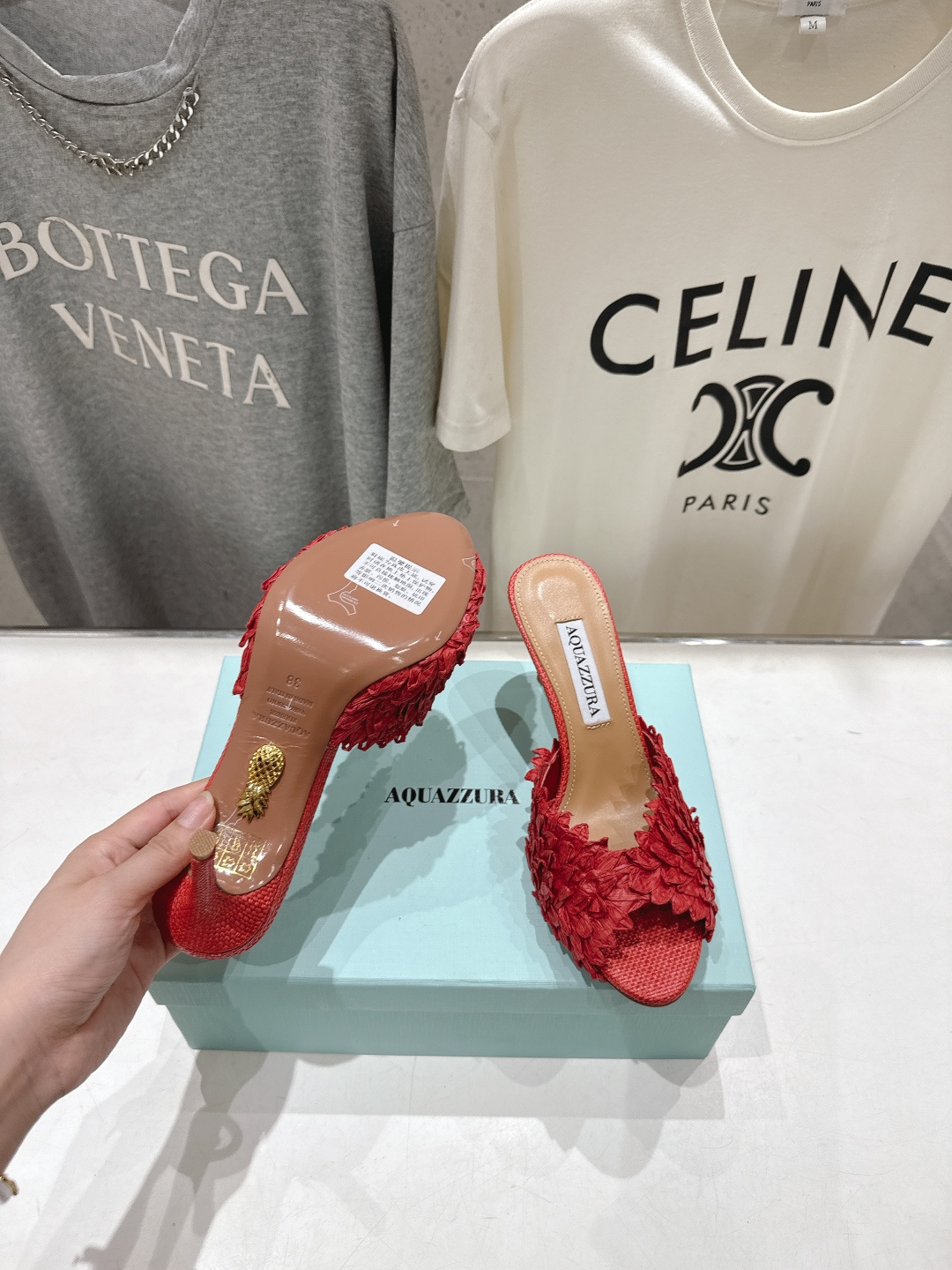 高版本出厂 「ᴀqᴜᴀᴢᴢᴜʀᴀ」AQUAZZURA/菠萝F072 2026ss夏季新款高跟鱼嘴拖鞋__