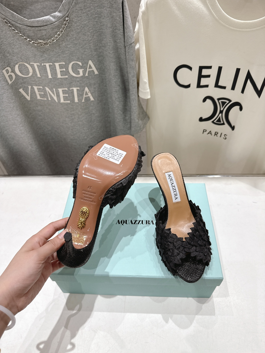 高版本出厂 「ᴀqᴜᴀᴢᴢᴜʀᴀ」AQUAZZURA/菠萝F072 2026ss夏季新款高跟鱼嘴拖鞋__