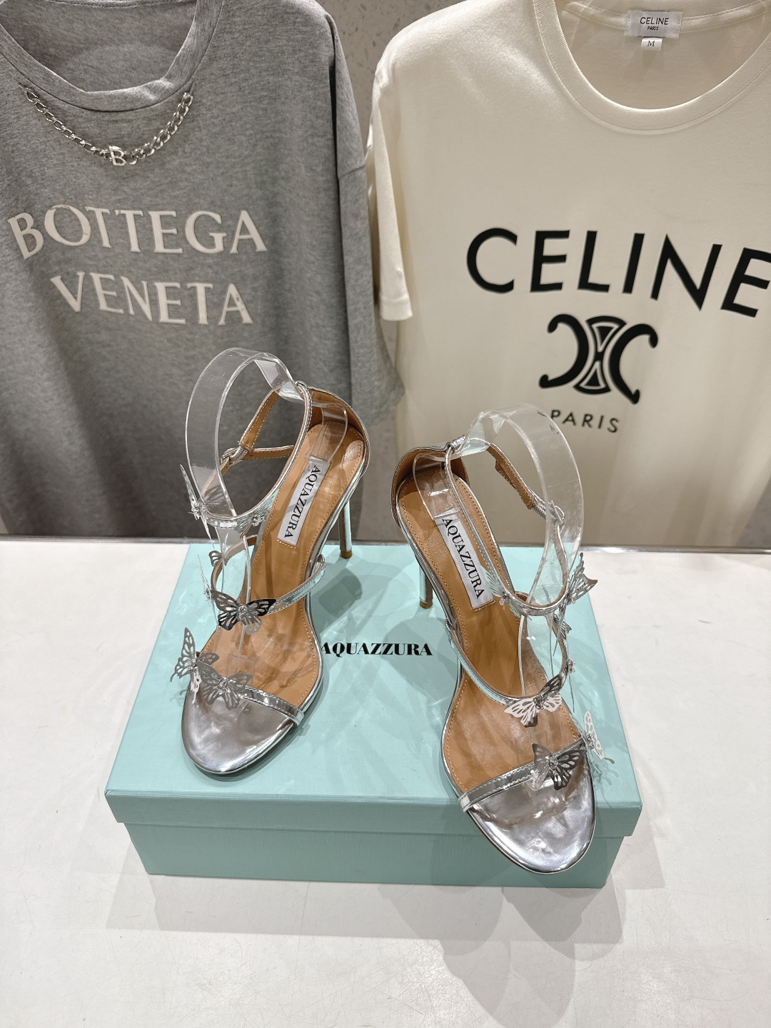高版本出厂 「ᴀqᴜᴀᴢᴢᴜʀᴀ」AQUAZZURA/菠萝F072 2026ss夏季新款高跟蝴蝶水钻凉鞋