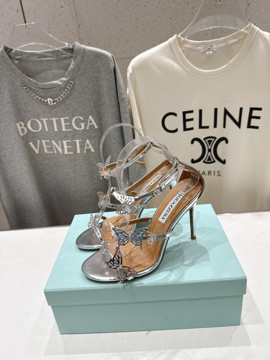 高版本出厂 「ᴀqᴜᴀᴢᴢᴜʀᴀ」AQUAZZURA/菠萝F072 2026ss夏季新款高跟蝴蝶水钻凉鞋