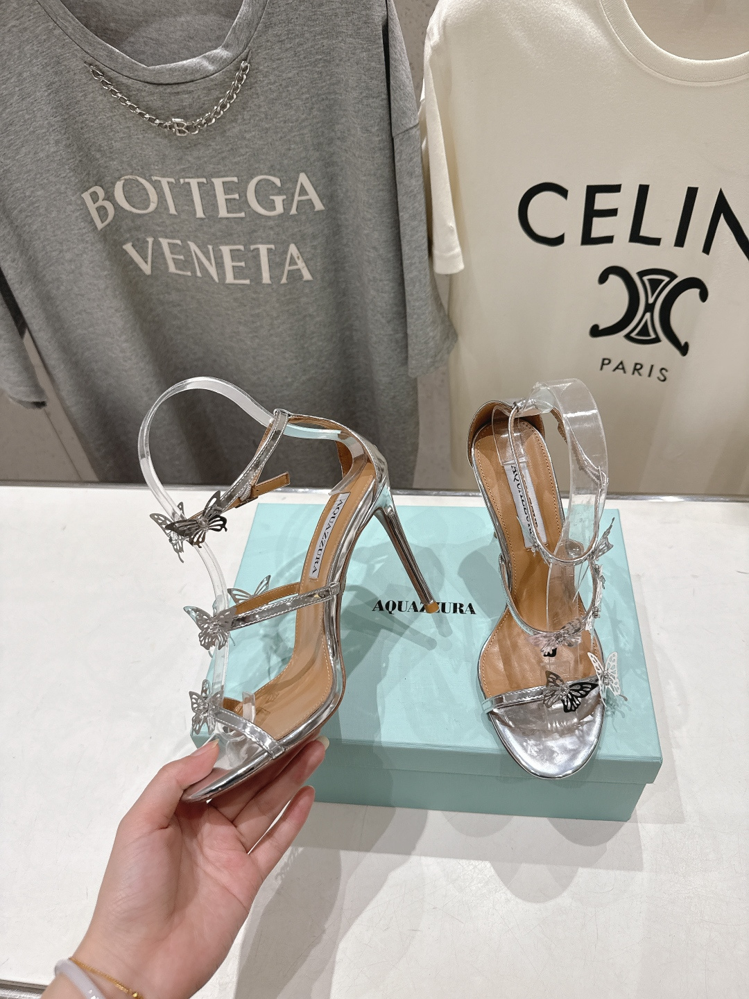 高版本出厂 「ᴀqᴜᴀᴢᴢᴜʀᴀ」AQUAZZURA/菠萝F072 2026ss夏季新款高跟蝴蝶水钻凉鞋