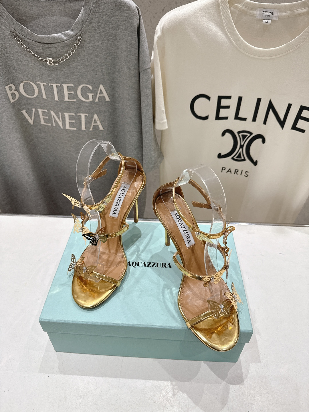 高版本出厂 「ᴀqᴜᴀᴢᴢᴜʀᴀ」AQUAZZURA/菠萝F072 2026ss夏季新款高跟蝴蝶水钻凉鞋