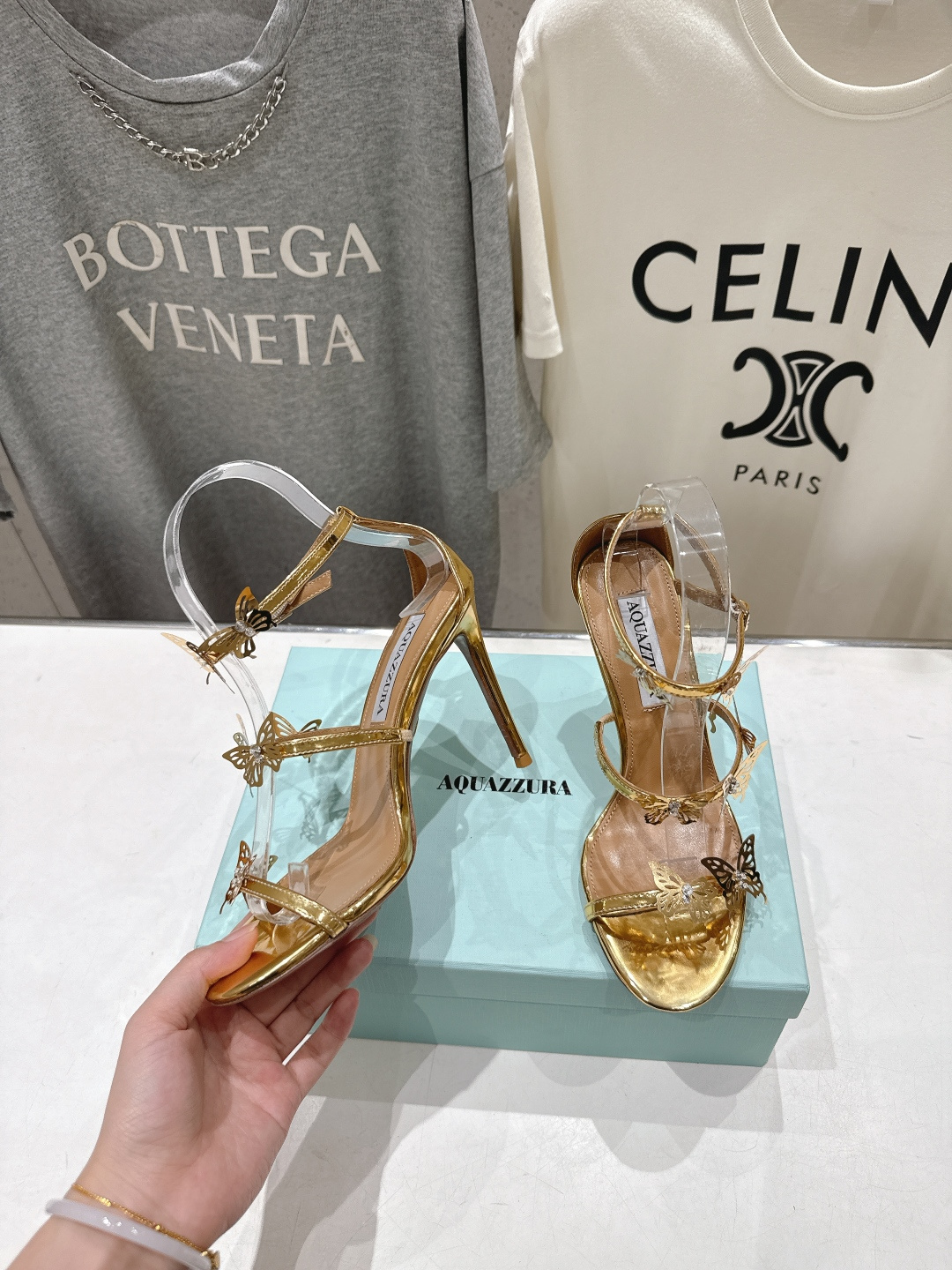 高版本出厂 「ᴀqᴜᴀᴢᴢᴜʀᴀ」AQUAZZURA/菠萝F072 2026ss夏季新款高跟蝴蝶水钻凉鞋