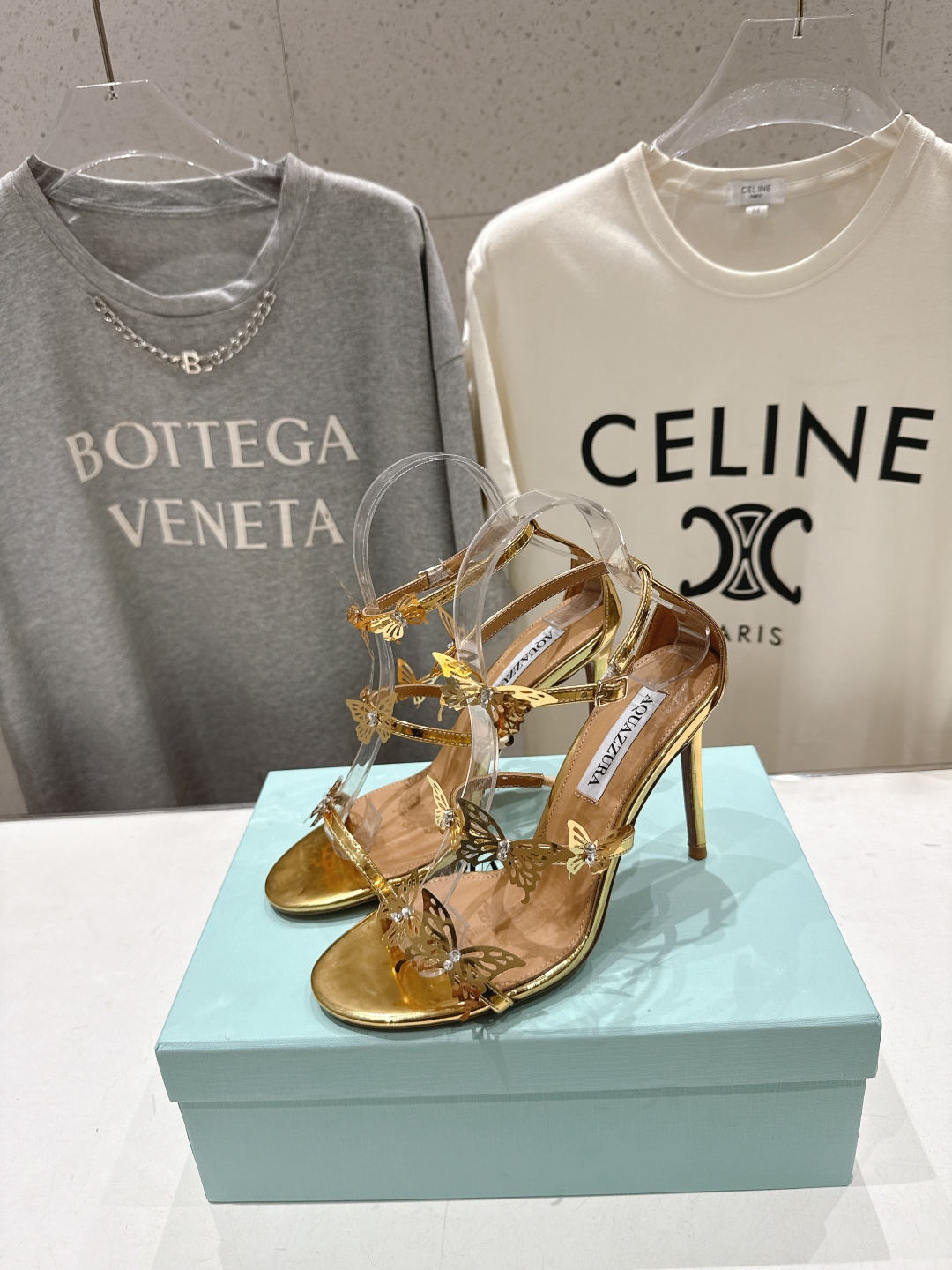 高版本出厂 「ᴀqᴜᴀᴢᴢᴜʀᴀ」AQUAZZURA/菠萝F072 2026ss夏季新款高跟蝴蝶水钻凉鞋