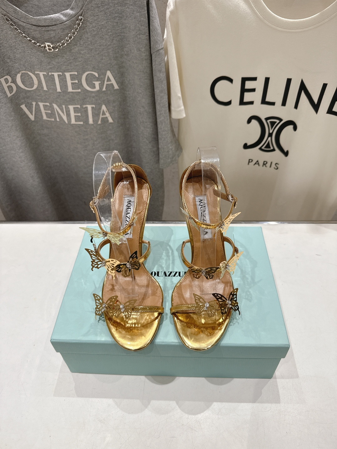 高版本出厂 「ᴀqᴜᴀᴢᴢᴜʀᴀ」AQUAZZURA/菠萝F072 2026ss夏季新款高跟蝴蝶水钻凉鞋