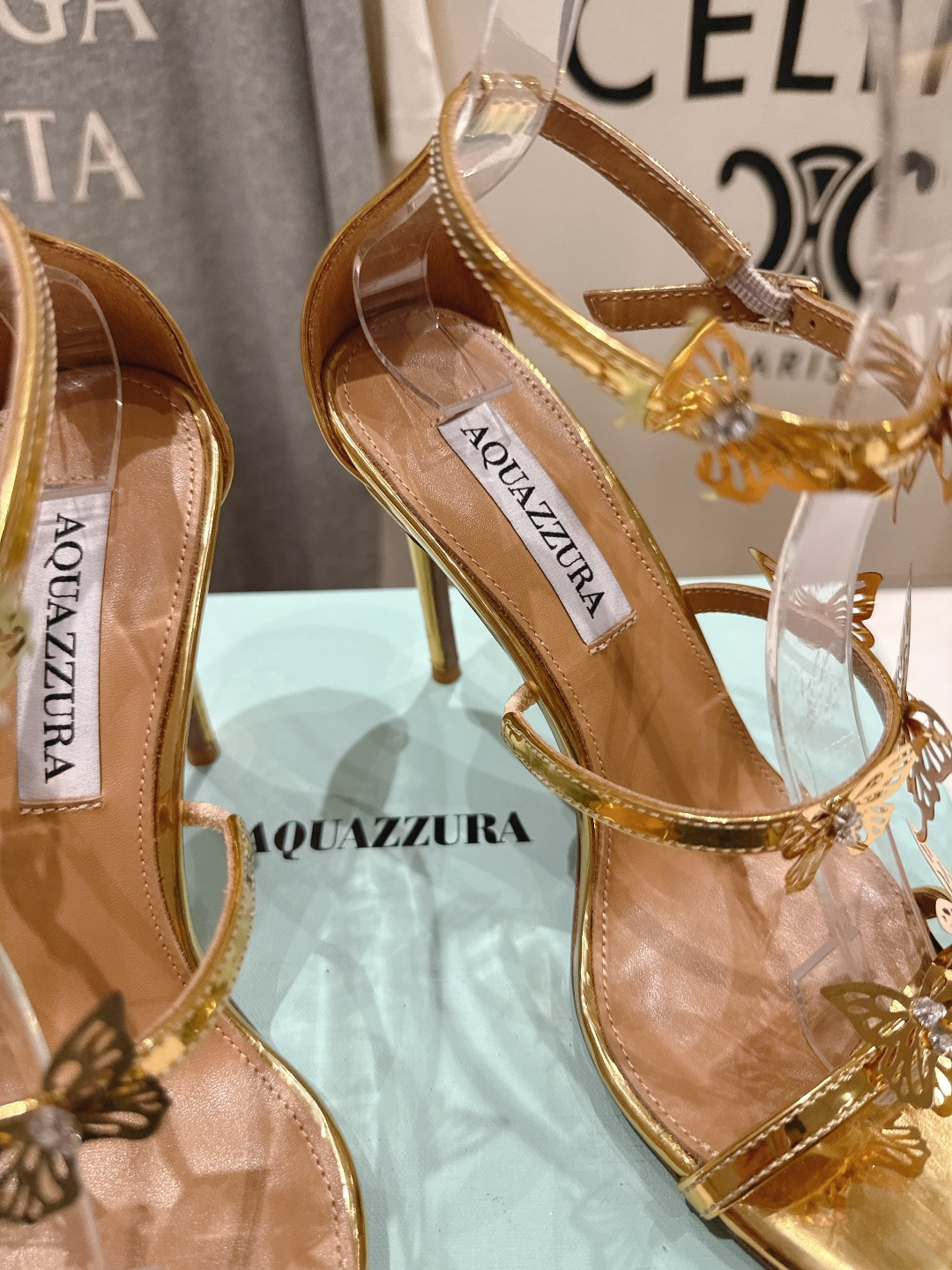 高版本出厂 「ᴀqᴜᴀᴢᴢᴜʀᴀ」AQUAZZURA/菠萝F072 2026ss夏季新款高跟蝴蝶水钻凉鞋