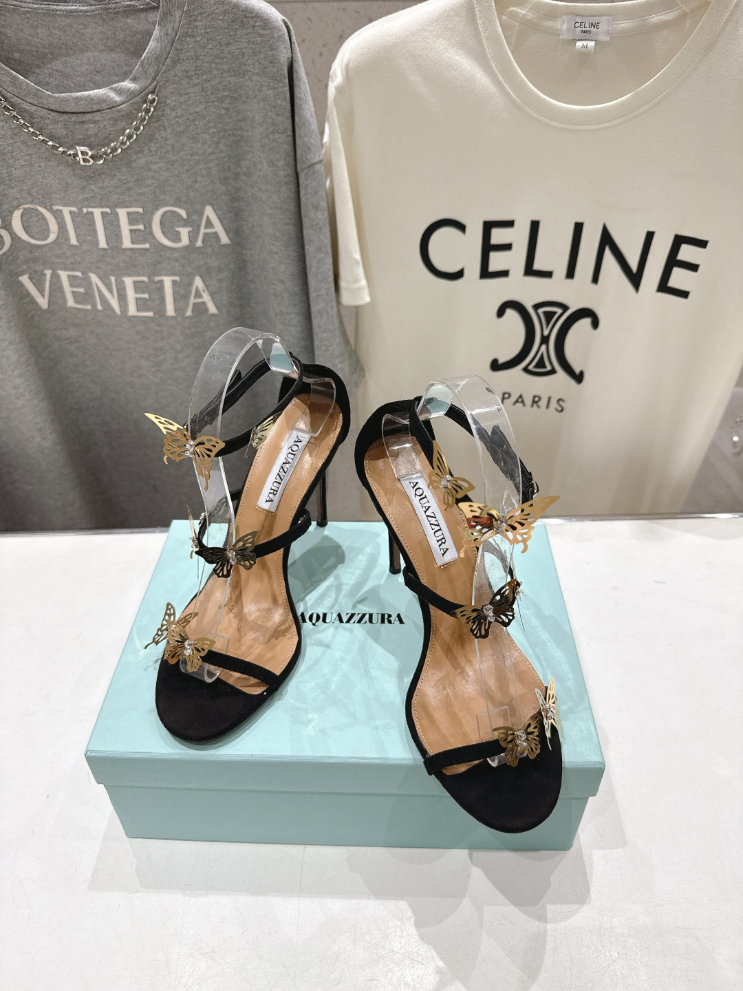 高版本出厂 「ᴀqᴜᴀᴢᴢᴜʀᴀ」AQUAZZURA/菠萝F072 2026ss夏季新款高跟蝴蝶水钻凉鞋