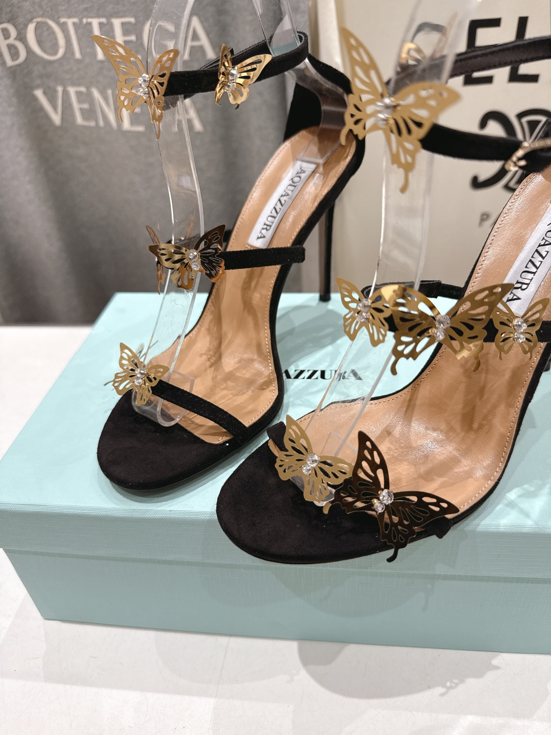高版本出厂 「ᴀqᴜᴀᴢᴢᴜʀᴀ」AQUAZZURA/菠萝F072 2026ss夏季新款高跟蝴蝶水钻凉鞋