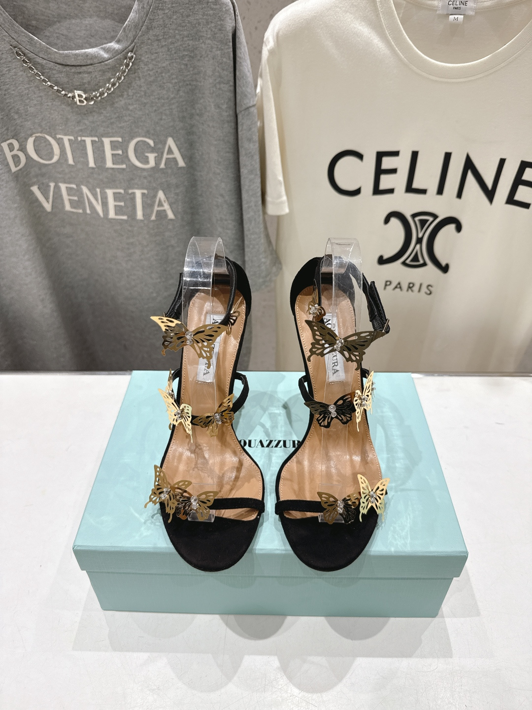 高版本出厂 「ᴀqᴜᴀᴢᴢᴜʀᴀ」AQUAZZURA/菠萝F072 2026ss夏季新款高跟蝴蝶水钻凉鞋
