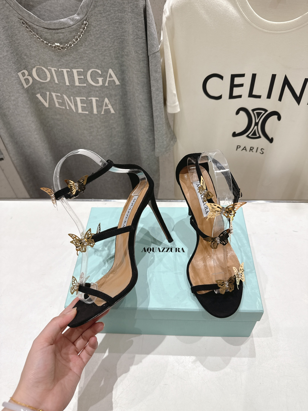 高版本出厂 「ᴀqᴜᴀᴢᴢᴜʀᴀ」AQUAZZURA/菠萝F072 2026ss夏季新款高跟蝴蝶水钻凉鞋