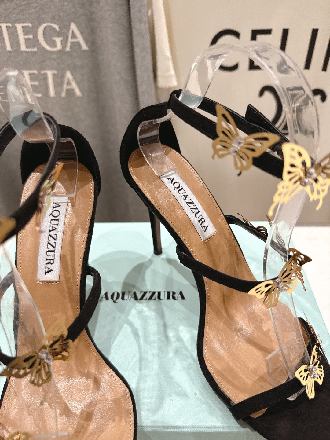 高版本出厂 「ᴀqᴜᴀᴢᴢᴜʀᴀ」AQUAZZURA/菠萝F072 2026ss夏季新款高跟蝴蝶水钻凉鞋