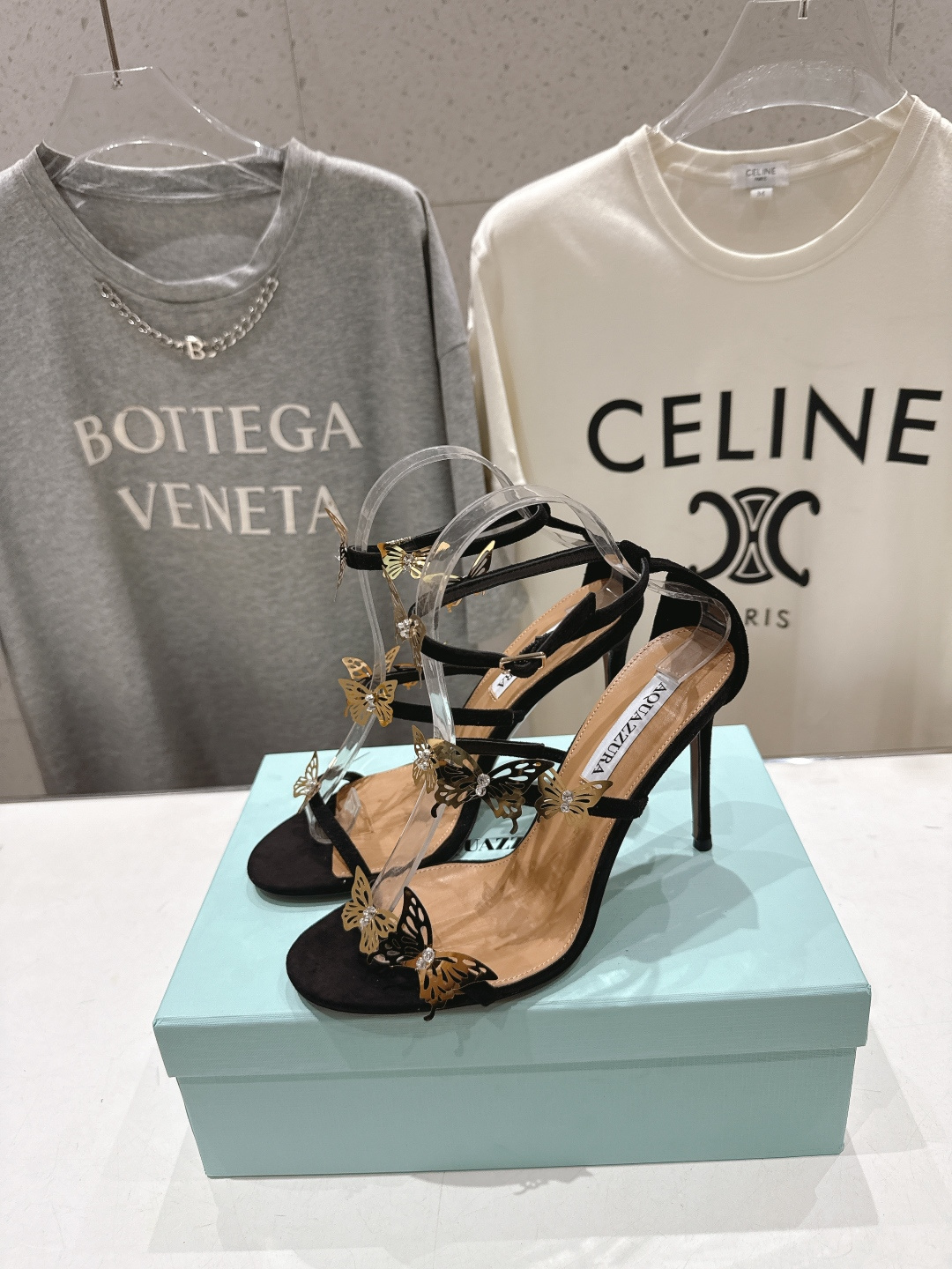 高版本出厂 「ᴀqᴜᴀᴢᴢᴜʀᴀ」AQUAZZURA/菠萝F072 2026ss夏季新款高跟蝴蝶水钻凉鞋