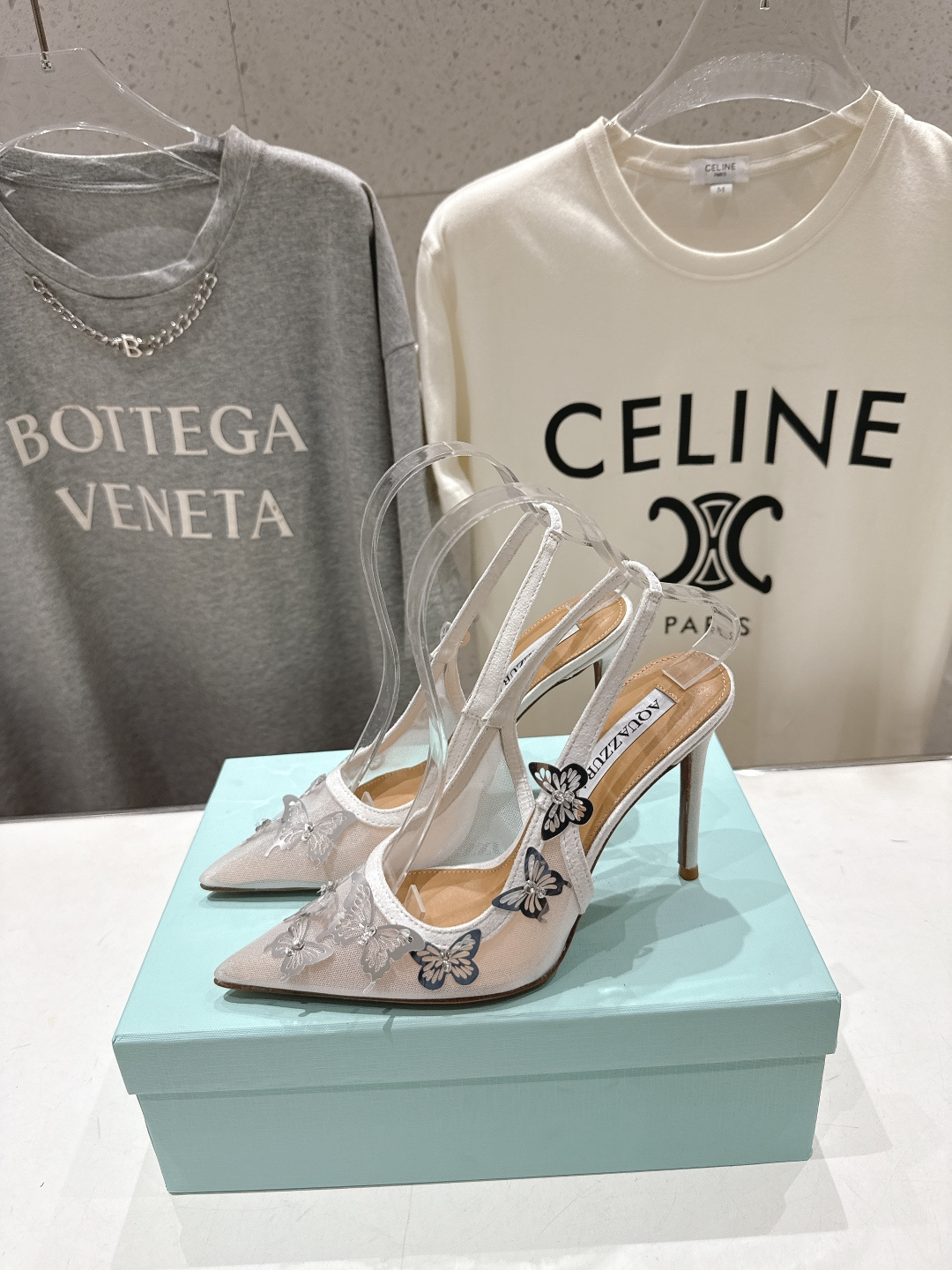 高版本出厂 「ᴀqᴜᴀᴢᴢᴜʀᴀ」AQUAZZURA/菠萝F072 2026ss夏季新款高跟尖头蝴蝶水钻