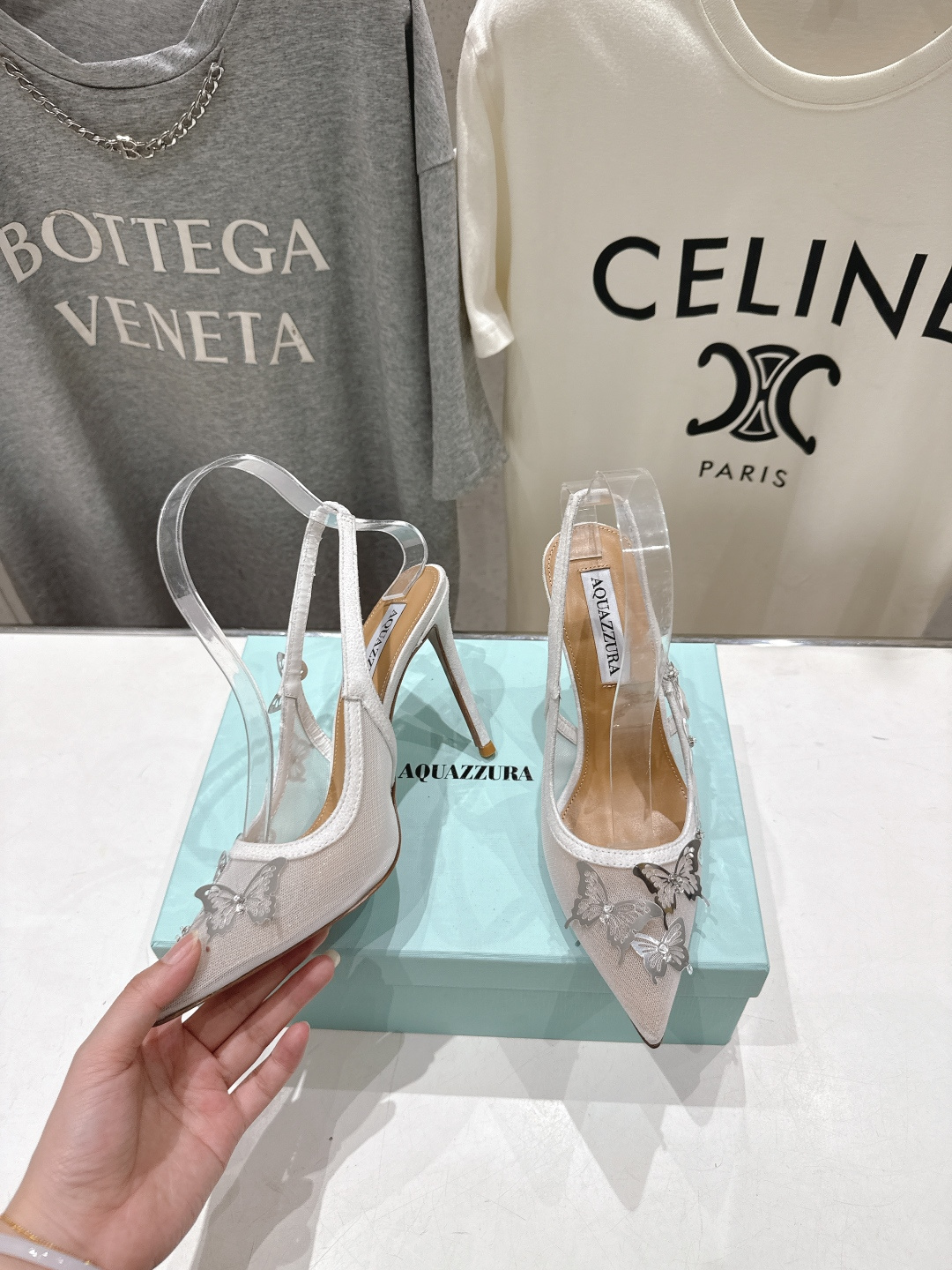 高版本出厂 「ᴀqᴜᴀᴢᴢᴜʀᴀ」AQUAZZURA/菠萝F072 2026ss夏季新款高跟尖头蝴蝶水钻