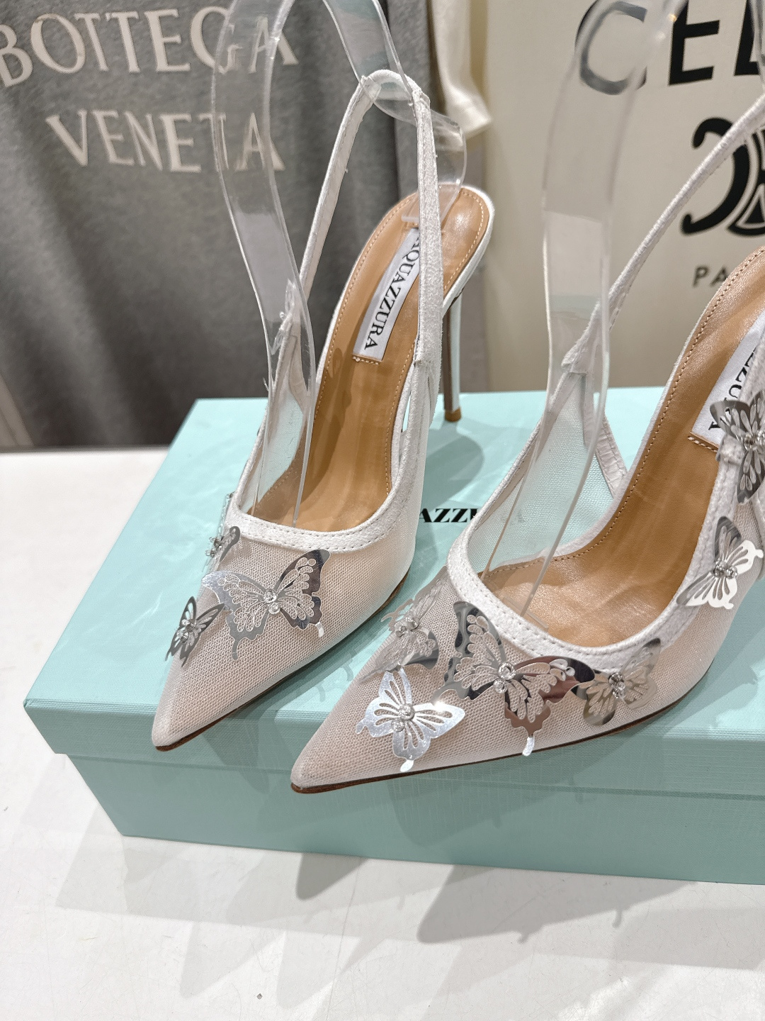 高版本出厂 「ᴀqᴜᴀᴢᴢᴜʀᴀ」AQUAZZURA/菠萝F072 2026ss夏季新款高跟尖头蝴蝶水钻