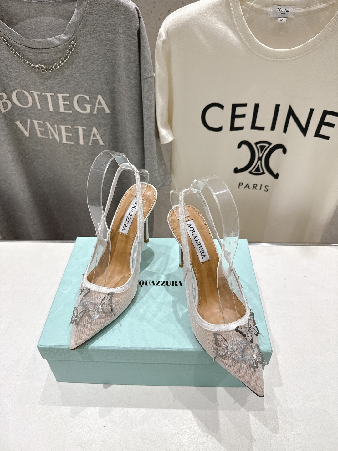 高版本出厂 「ᴀqᴜᴀᴢᴢᴜʀᴀ」AQUAZZURA/菠萝F072 2026ss夏季新款高跟尖头蝴蝶水钻