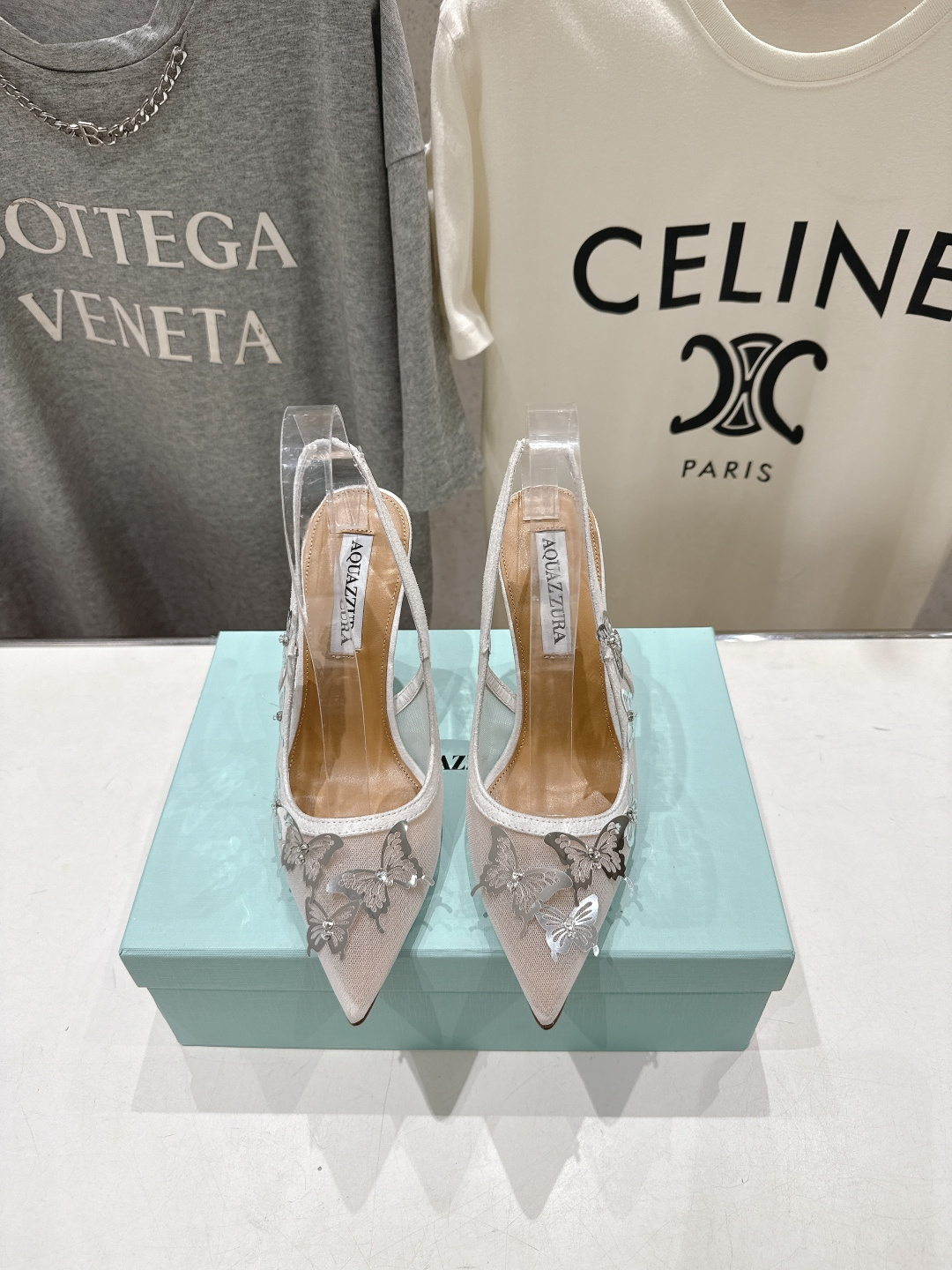 高版本出厂 「ᴀqᴜᴀᴢᴢᴜʀᴀ」AQUAZZURA/菠萝F072 2026ss夏季新款高跟尖头蝴蝶水钻