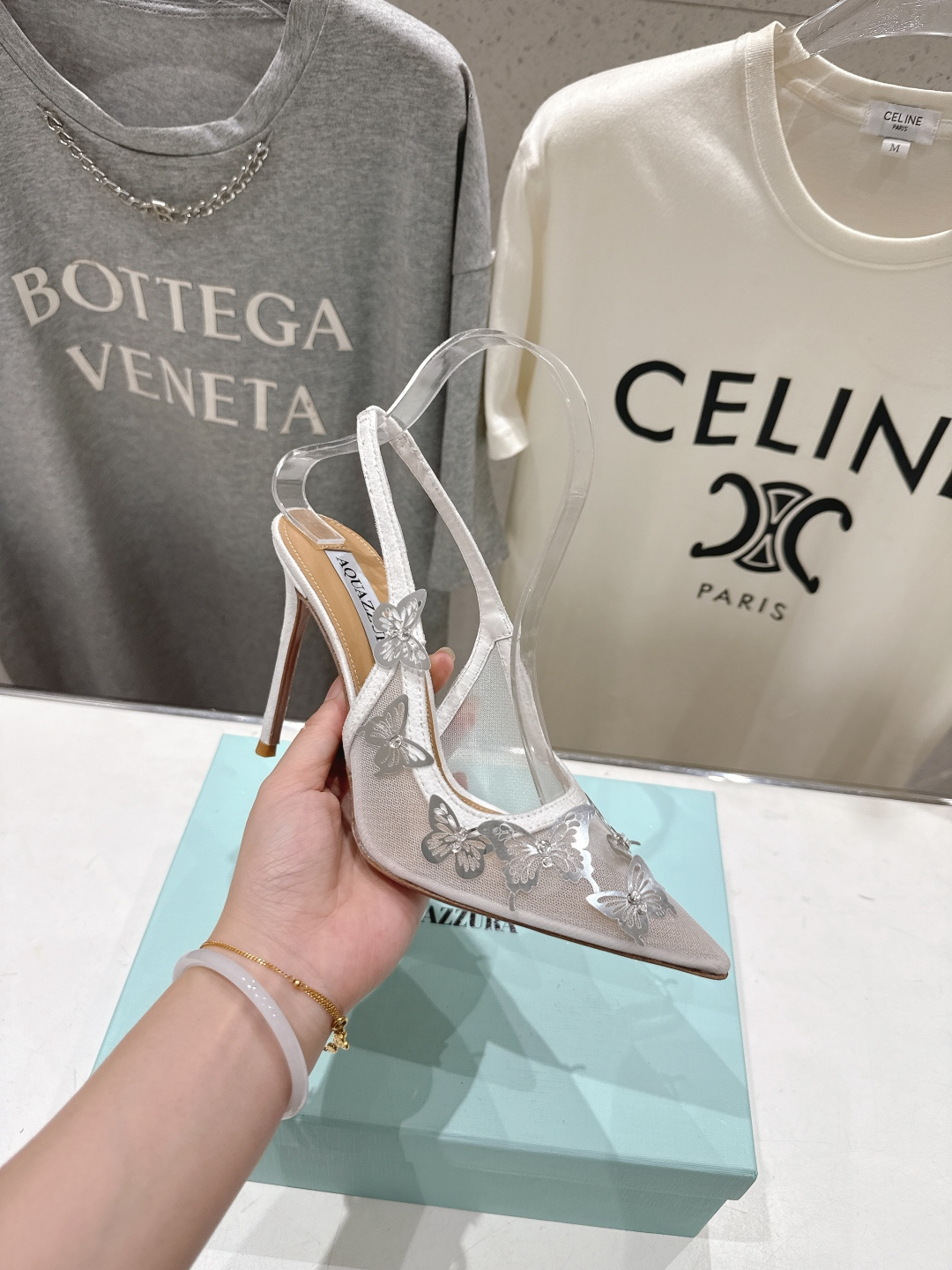 高版本出厂 「ᴀqᴜᴀᴢᴢᴜʀᴀ」AQUAZZURA/菠萝F072 2026ss夏季新款高跟尖头蝴蝶水钻