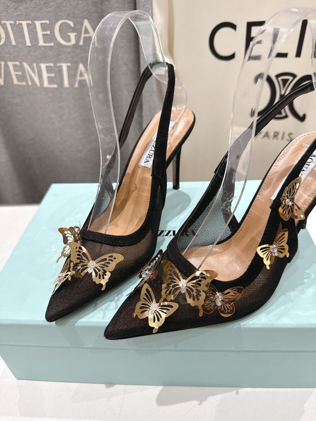 高版本出厂 「ᴀqᴜᴀᴢᴢᴜʀᴀ」AQUAZZURA/菠萝F072 2026ss夏季新款高跟尖头蝴蝶水钻