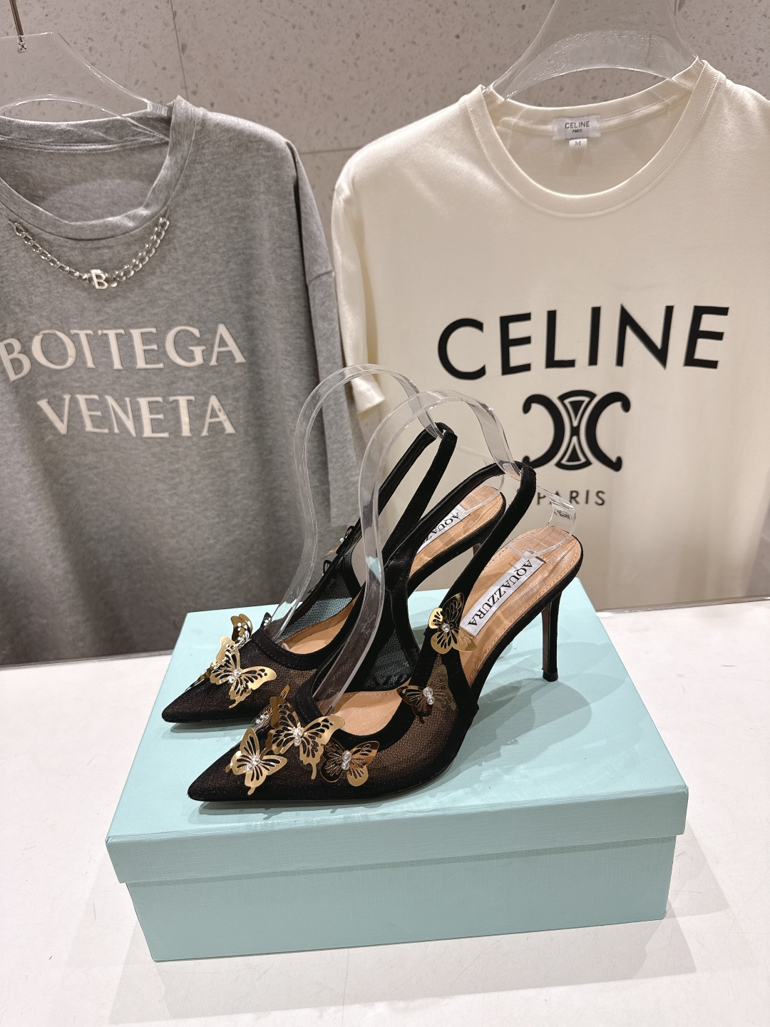 高版本出厂 「ᴀqᴜᴀᴢᴢᴜʀᴀ」AQUAZZURA/菠萝F072 2026ss夏季新款高跟尖头蝴蝶水钻