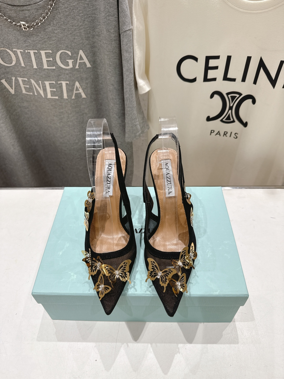 高版本出厂 「ᴀqᴜᴀᴢᴢᴜʀᴀ」AQUAZZURA/菠萝F072 2026ss夏季新款高跟尖头蝴蝶水钻