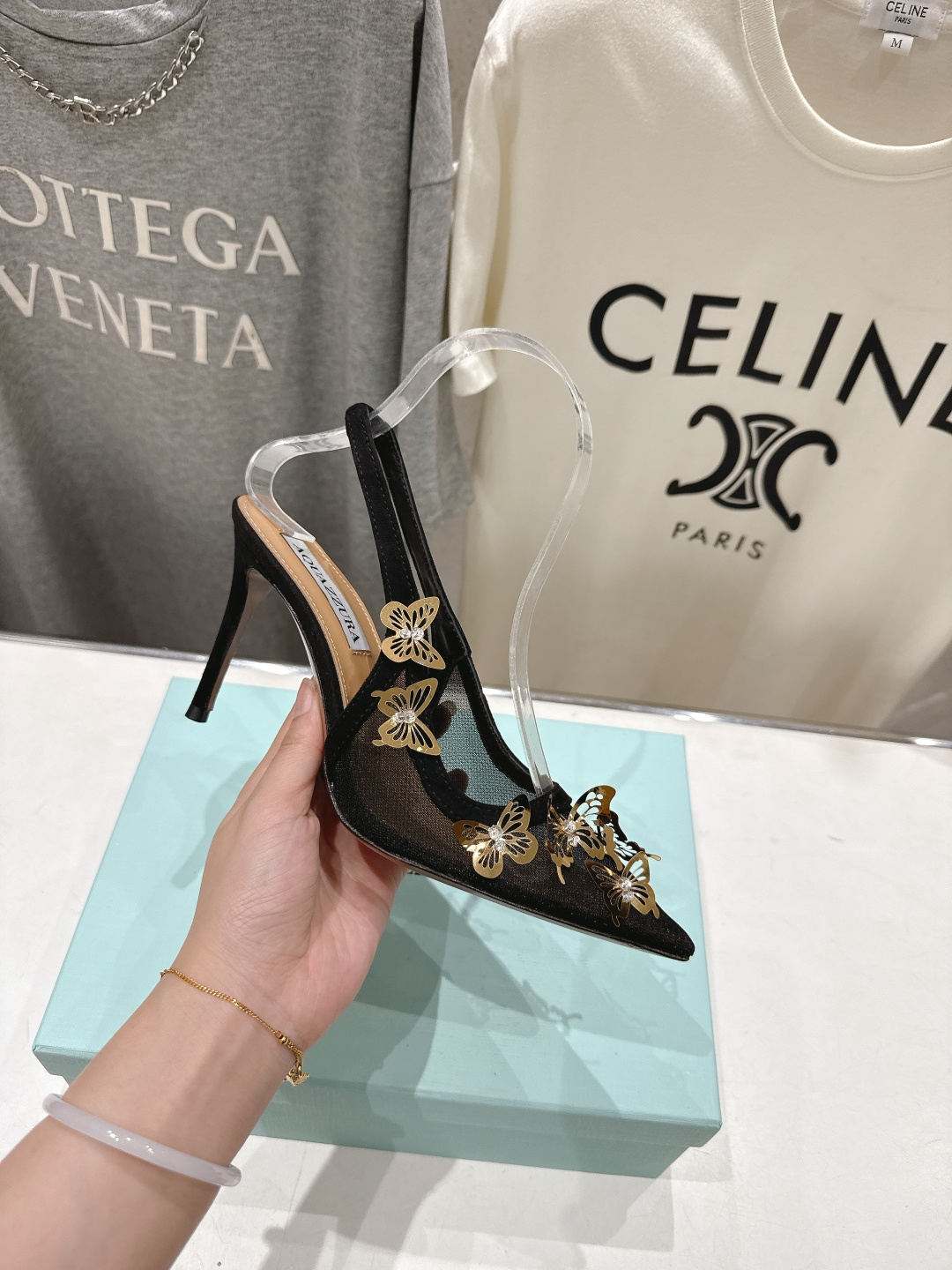 高版本出厂 「ᴀqᴜᴀᴢᴢᴜʀᴀ」AQUAZZURA/菠萝F072 2026ss夏季新款高跟尖头蝴蝶水钻