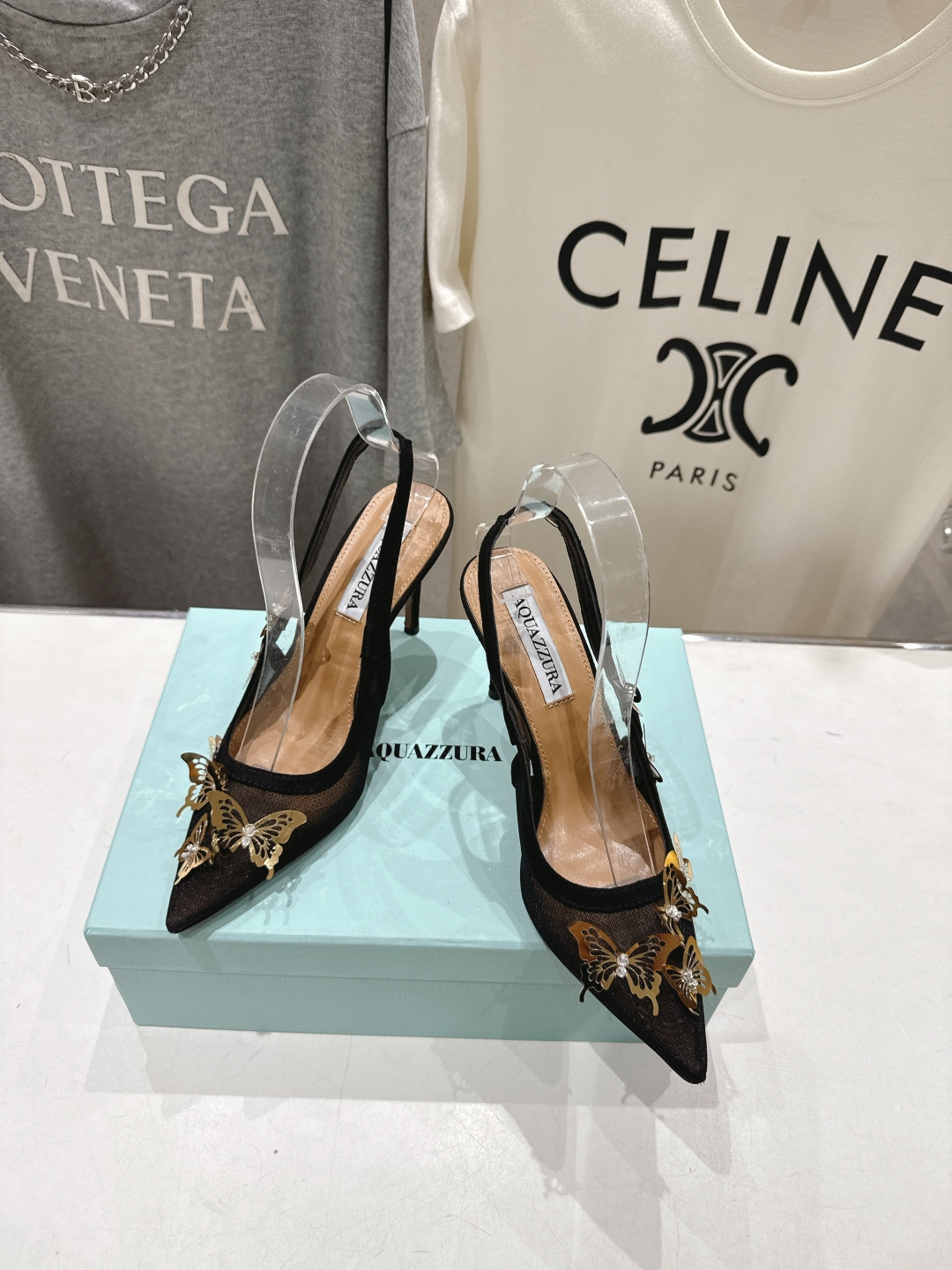 高版本出厂 「ᴀqᴜᴀᴢᴢᴜʀᴀ」AQUAZZURA/菠萝F072 2026ss夏季新款高跟尖头蝴蝶水钻