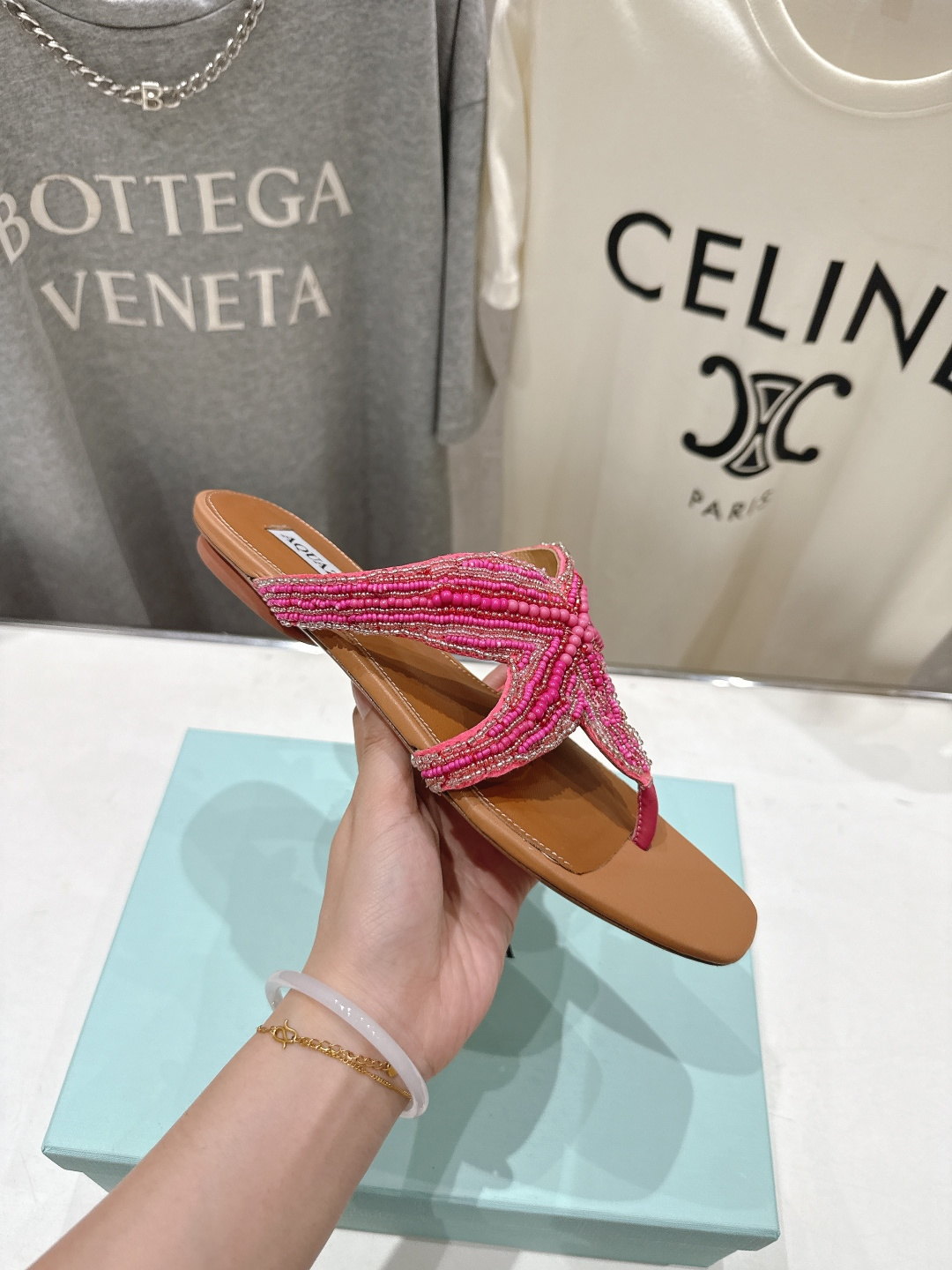 高版本出厂 「ᴀqᴜᴀᴢᴢᴜʀᴀ」AQUAZZURA/菠萝F072 2026ss夏季新款海心串珠水钻夹脚