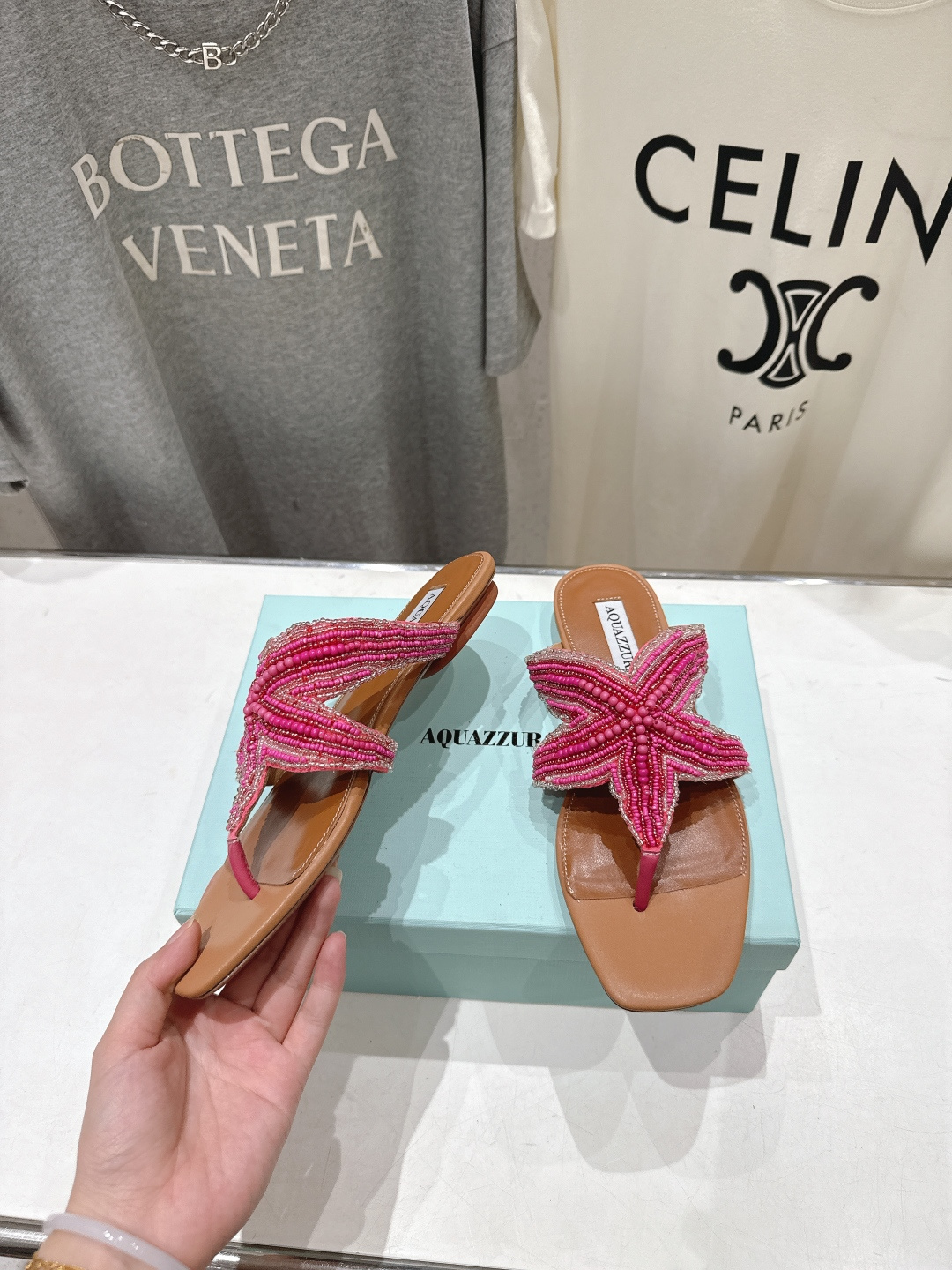 高版本出厂 「ᴀqᴜᴀᴢᴢᴜʀᴀ」AQUAZZURA/菠萝F072 2026ss夏季新款海心串珠水钻夹脚