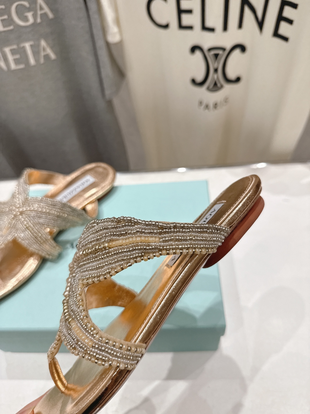 高版本出厂 「ᴀqᴜᴀᴢᴢᴜʀᴀ」AQUAZZURA/菠萝F072 2026ss夏季新款海心串珠水钻夹脚