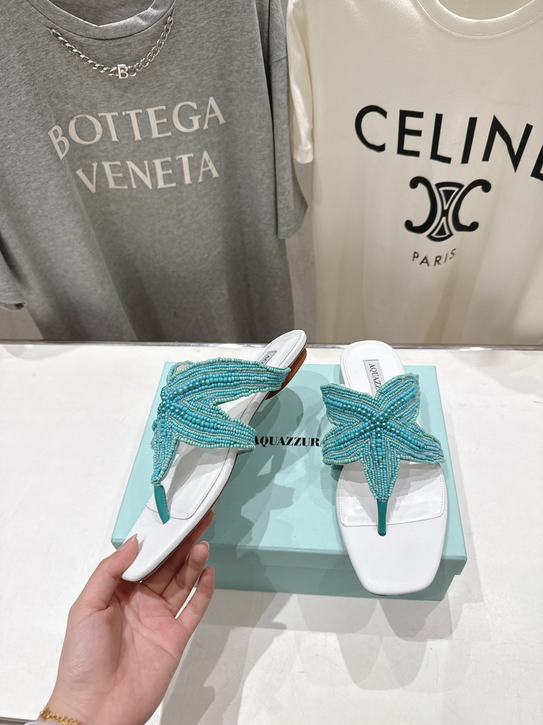 高版本出厂 「ᴀqᴜᴀᴢᴢᴜʀᴀ」AQUAZZURA/菠萝F072 2026ss夏季新款海心串珠水钻夹脚
