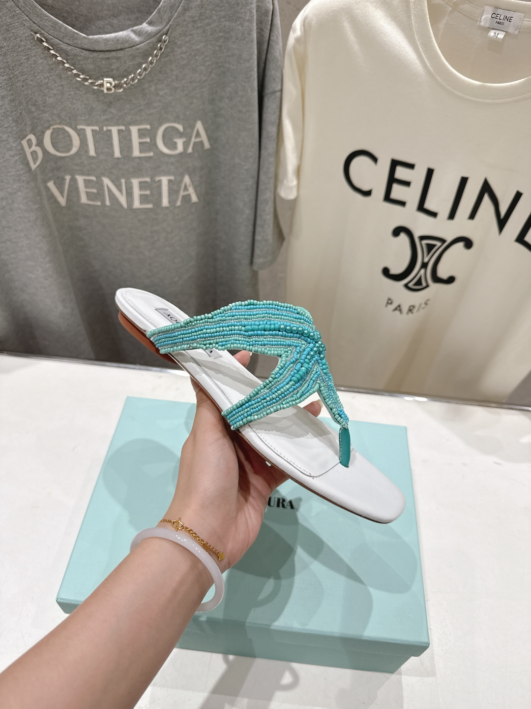 高版本出厂 「ᴀqᴜᴀᴢᴢᴜʀᴀ」AQUAZZURA/菠萝F072 2026ss夏季新款海心串珠水钻夹脚