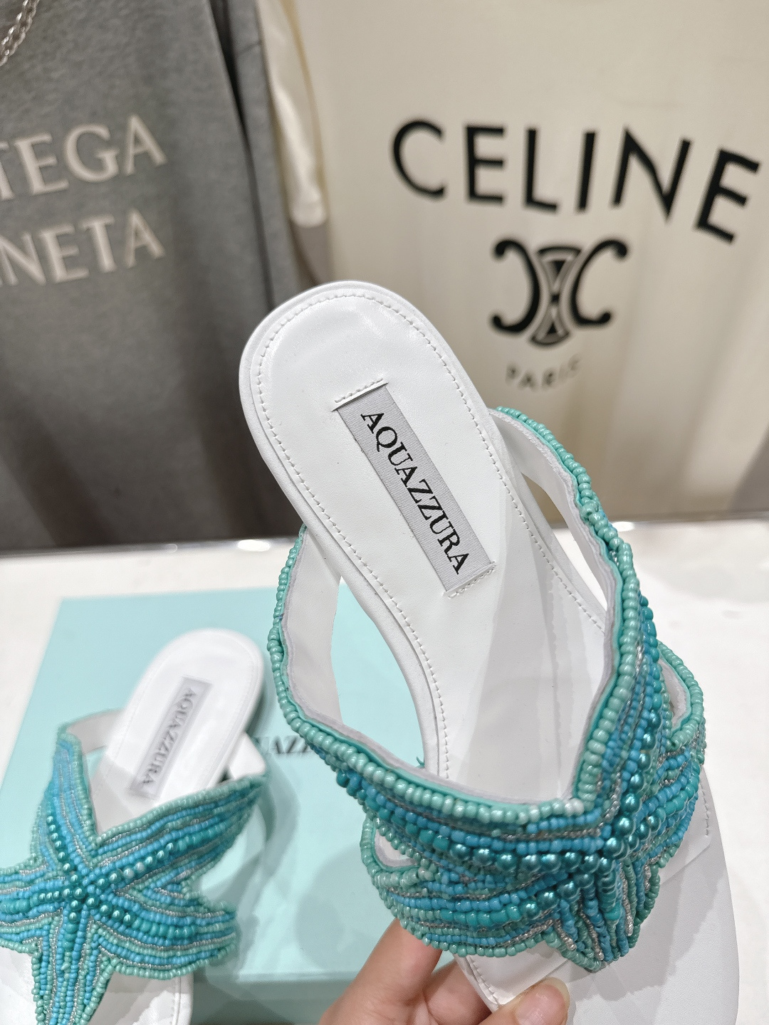 高版本出厂 「ᴀqᴜᴀᴢᴢᴜʀᴀ」AQUAZZURA/菠萝F072 2026ss夏季新款海心串珠水钻夹脚
