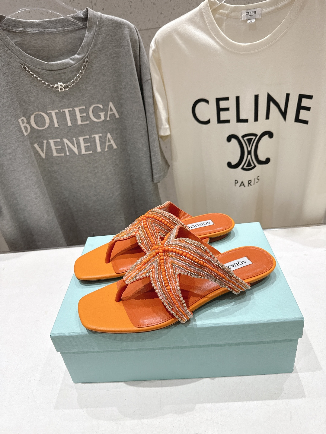 高版本出厂 「ᴀqᴜᴀᴢᴢᴜʀᴀ」AQUAZZURA/菠萝F072 2026ss夏季新款海心串珠水钻夹脚