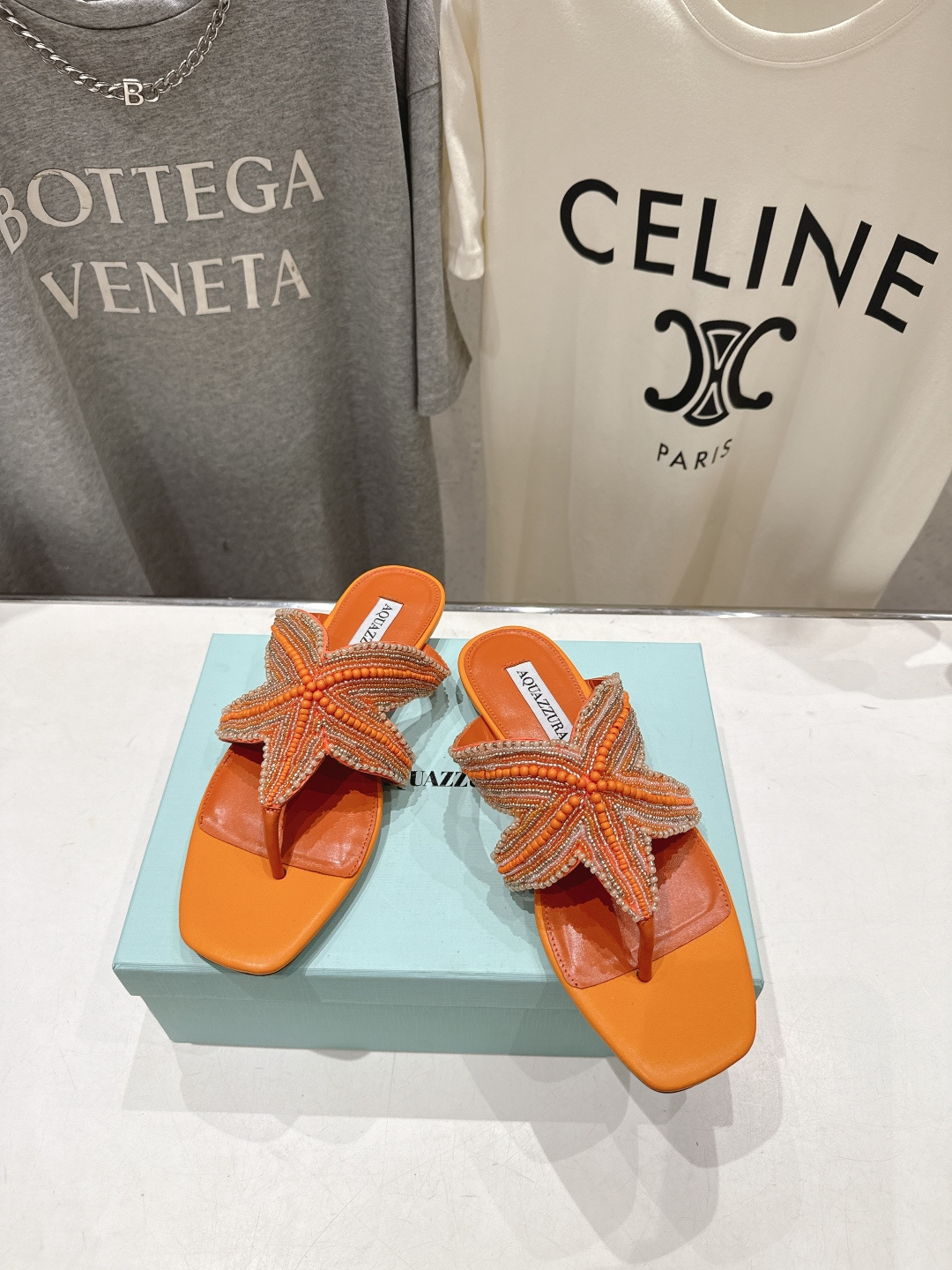 高版本出厂 「ᴀqᴜᴀᴢᴢᴜʀᴀ」AQUAZZURA/菠萝F072 2026ss夏季新款海心串珠水钻夹脚