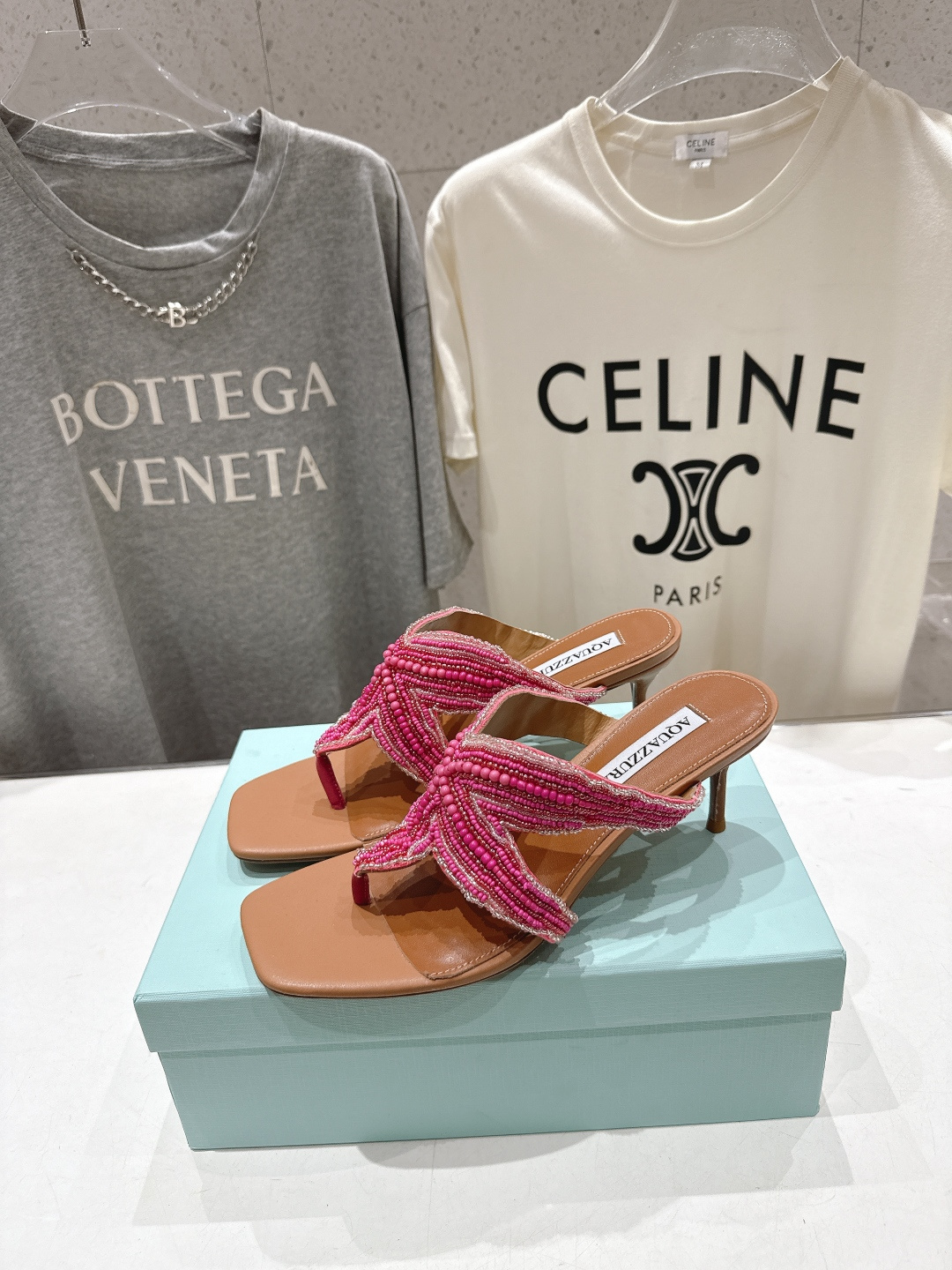 高版本出厂 「ᴀqᴜᴀᴢᴢᴜʀᴀ」AQUAZZURA/菠萝F072 2026ss夏季新款海心串珠水钻夹脚