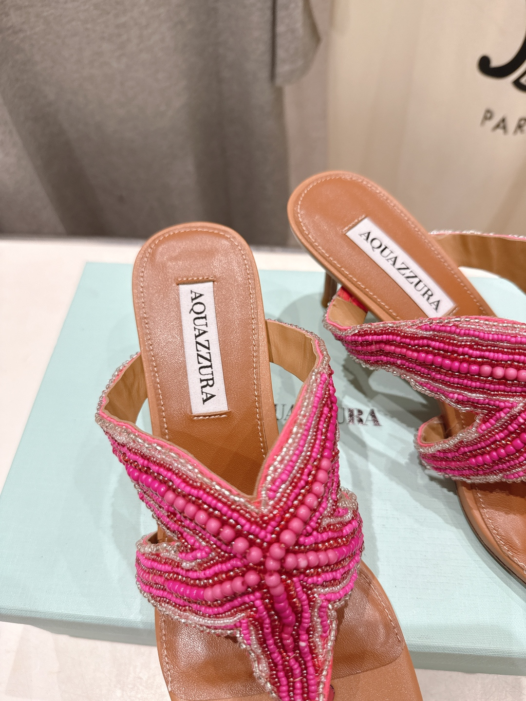 高版本出厂 「ᴀqᴜᴀᴢᴢᴜʀᴀ」AQUAZZURA/菠萝F072 2026ss夏季新款海心串珠水钻夹脚
