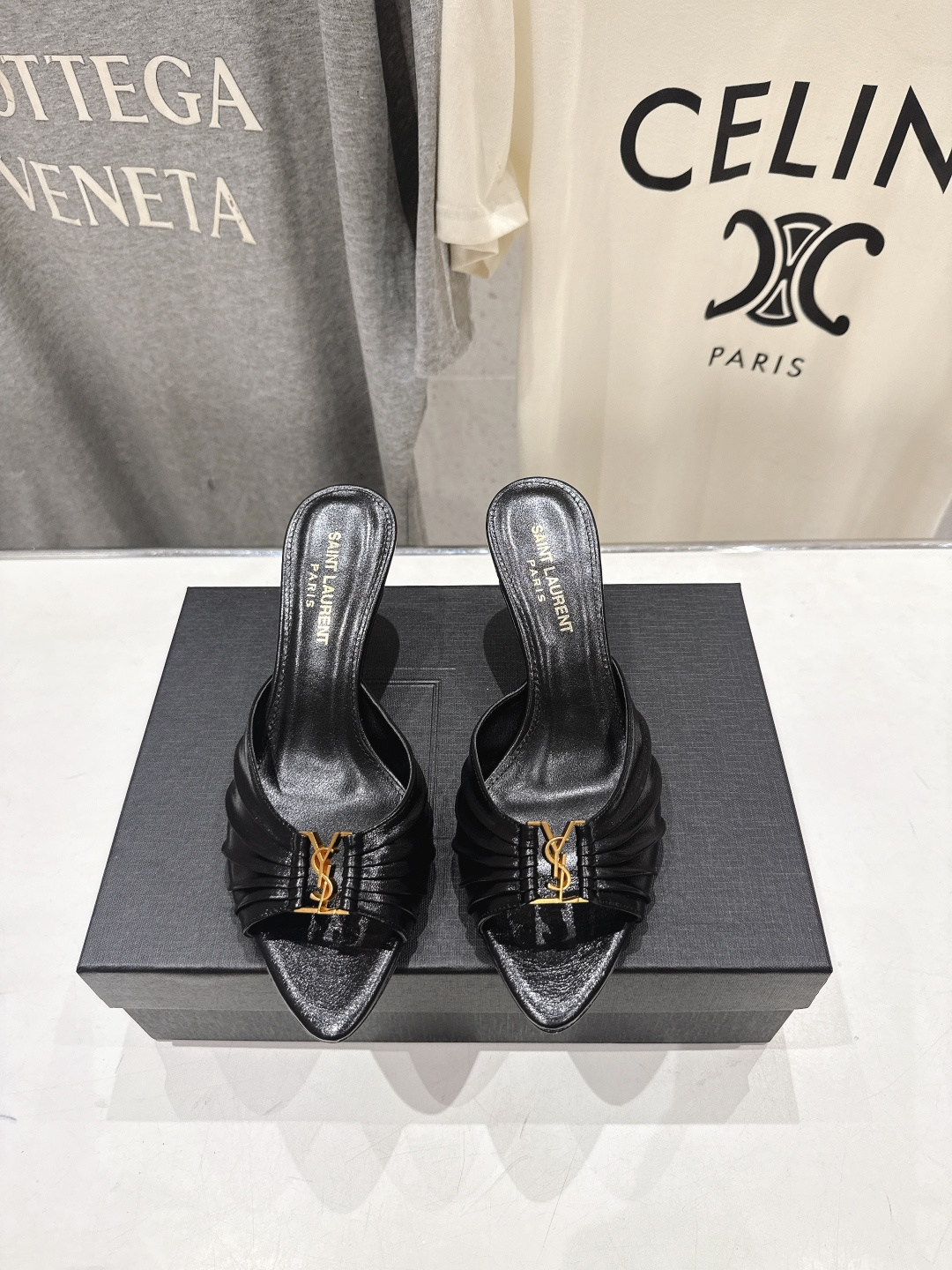 高版本出厂   「SAINT LAURENT*」F017 圣罗兰26ss夏季新款ysl 圣罗兰高跟拖鞋～
