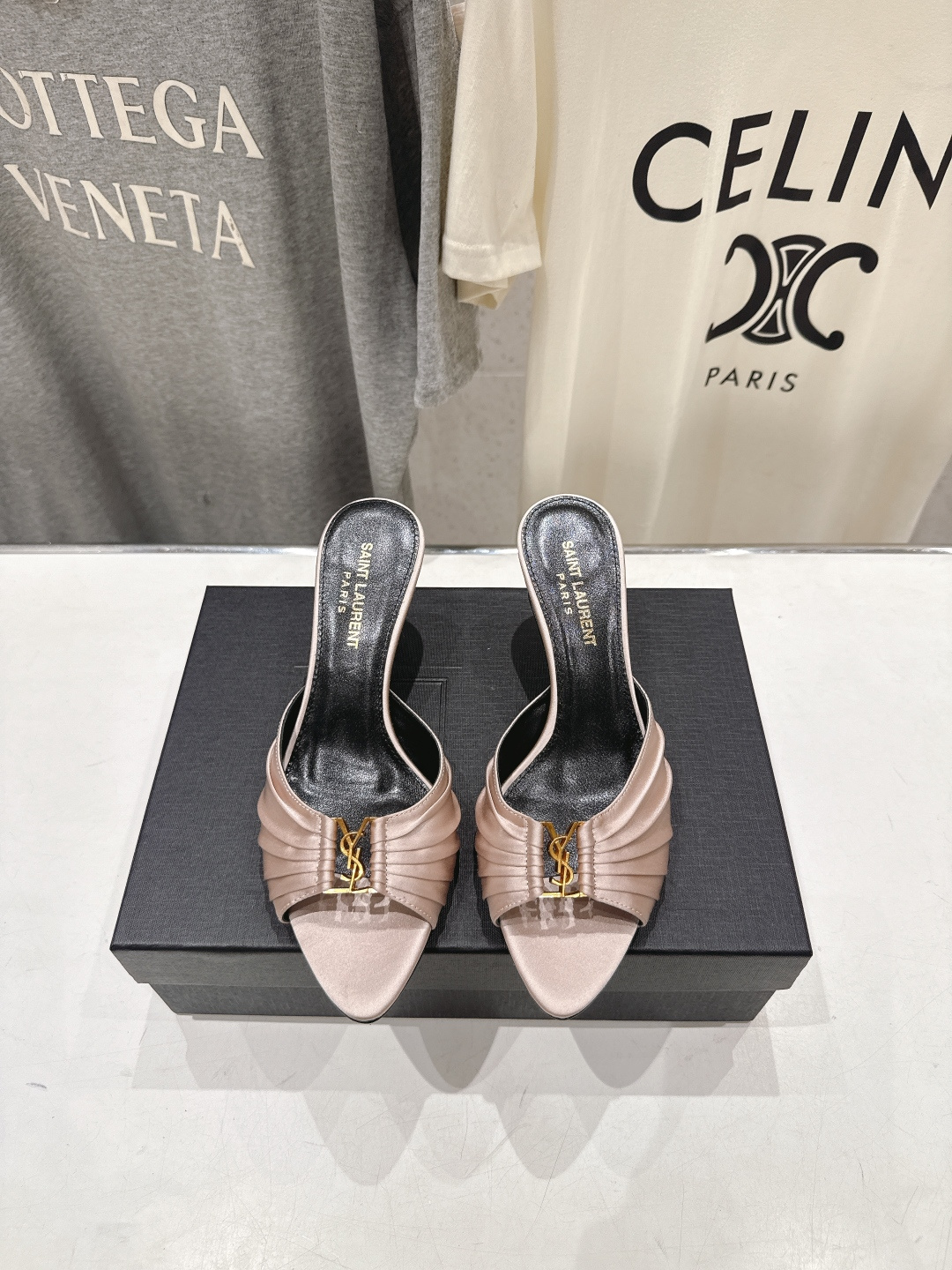 高版本出厂   「SAINT LAURENT*」F017 圣罗兰26ss夏季新款ysl 圣罗兰高跟拖鞋～