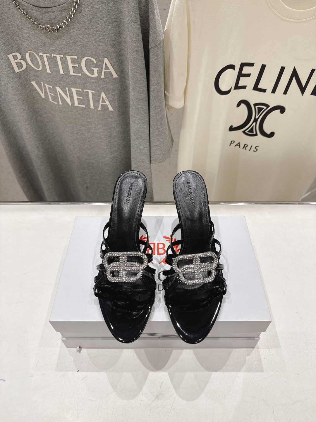 高版本出厂  BALENCIAG*巴黎世家F073 2026ss夏季新款双B字母扣高跟鞋拖鞋非常时髦一款