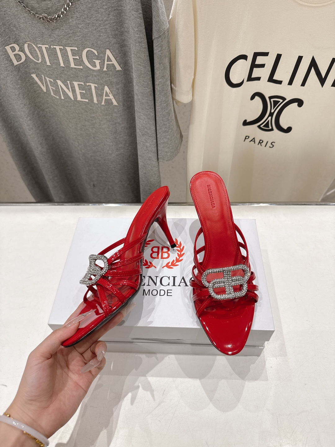 高版本出厂  BALENCIAG*巴黎世家F073 2026ss夏季新款双B字母扣高跟鞋拖鞋非常时髦一款