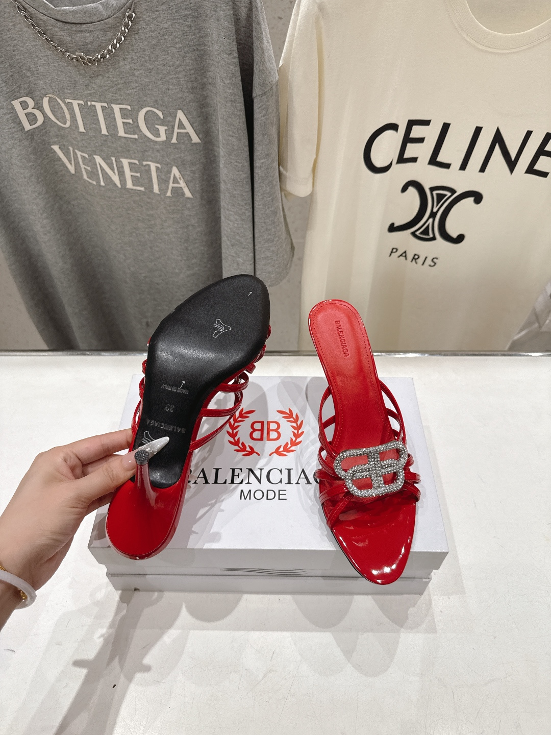 高版本出厂  BALENCIAG*巴黎世家F073 2026ss夏季新款双B字母扣高跟鞋拖鞋非常时髦一款