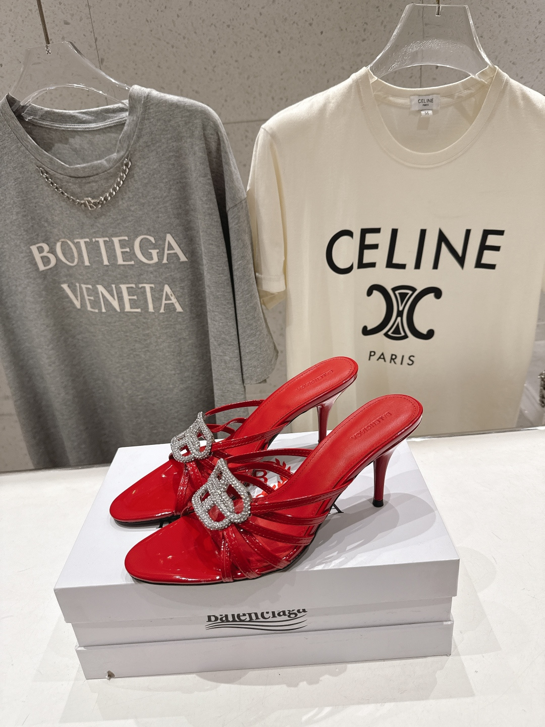 高版本出厂  BALENCIAG*巴黎世家F073 2026ss夏季新款双B字母扣高跟鞋拖鞋非常时髦一款